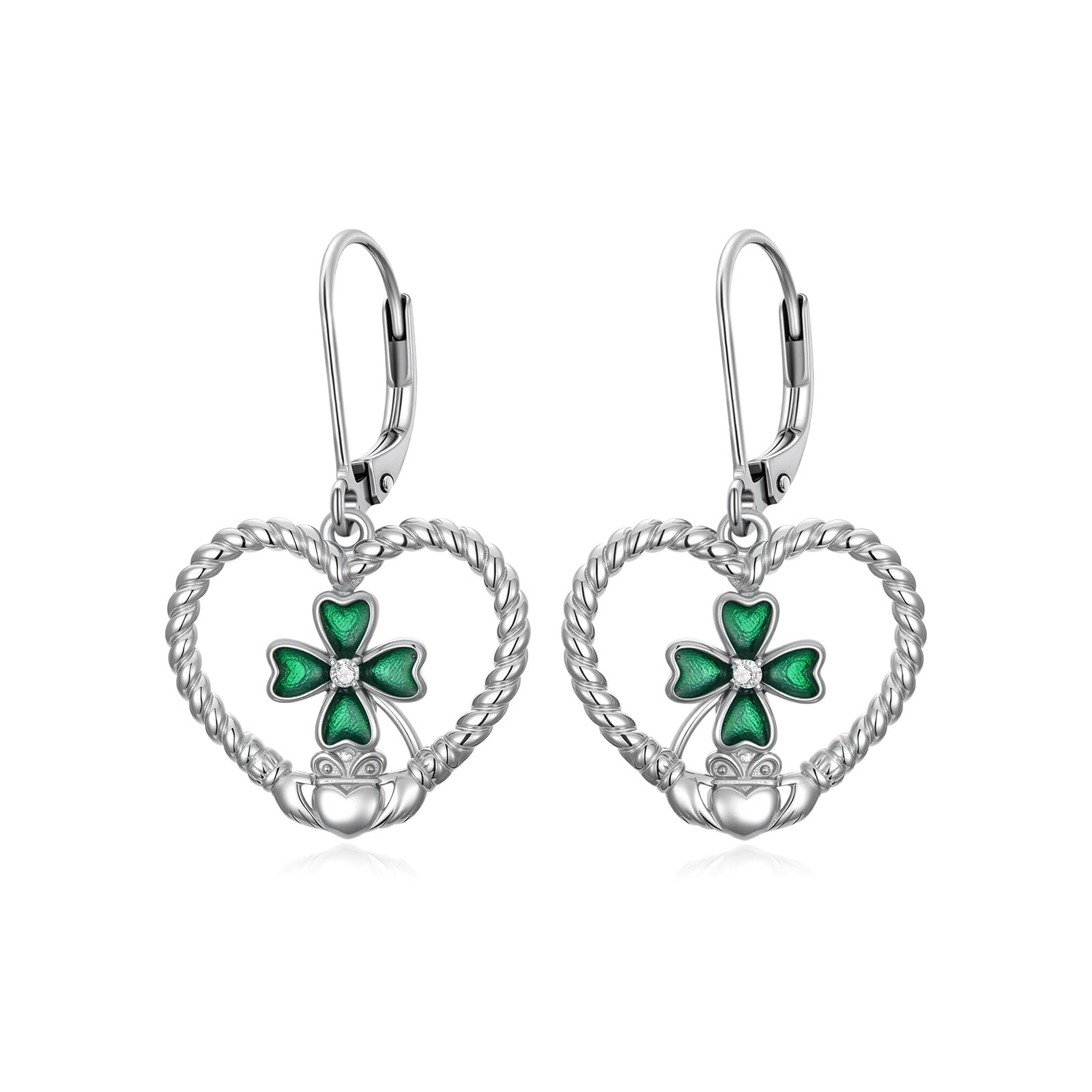 Qyvit Colorful Mardi Gras Earrings/St Patricks Day Shamrock Dangle Earrings 925 Sterling Silver Carnival Earrings Jewelry Gifts for Women
