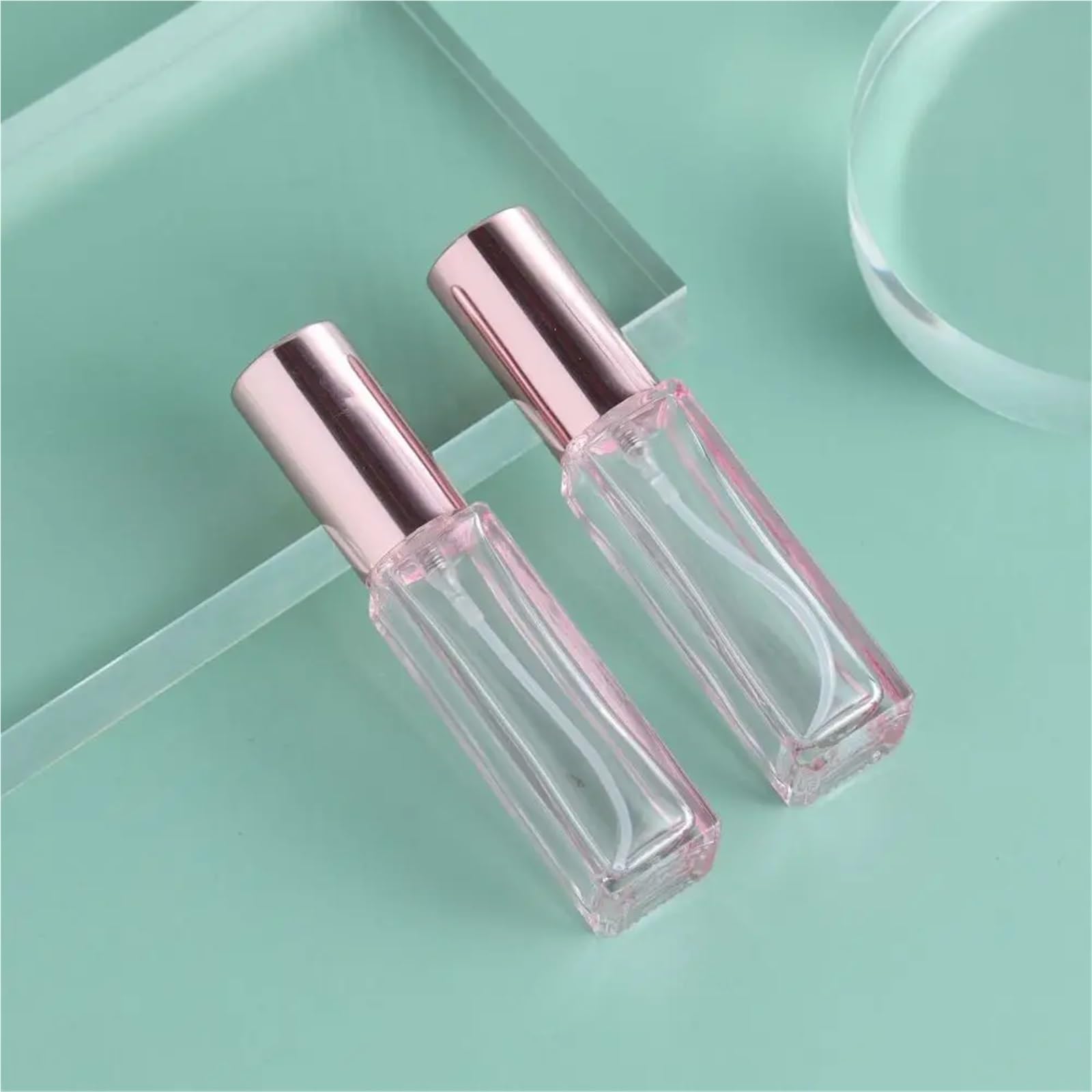 Bottiglia Di Profumo Ricaricabile 3 pezzi flacone spray quadrato colorato portatile 10 ml 20 ml flacone di profumo in vetro a nebbia fine mini flaconi di campione di profumo trasparente da viaggio(Pin