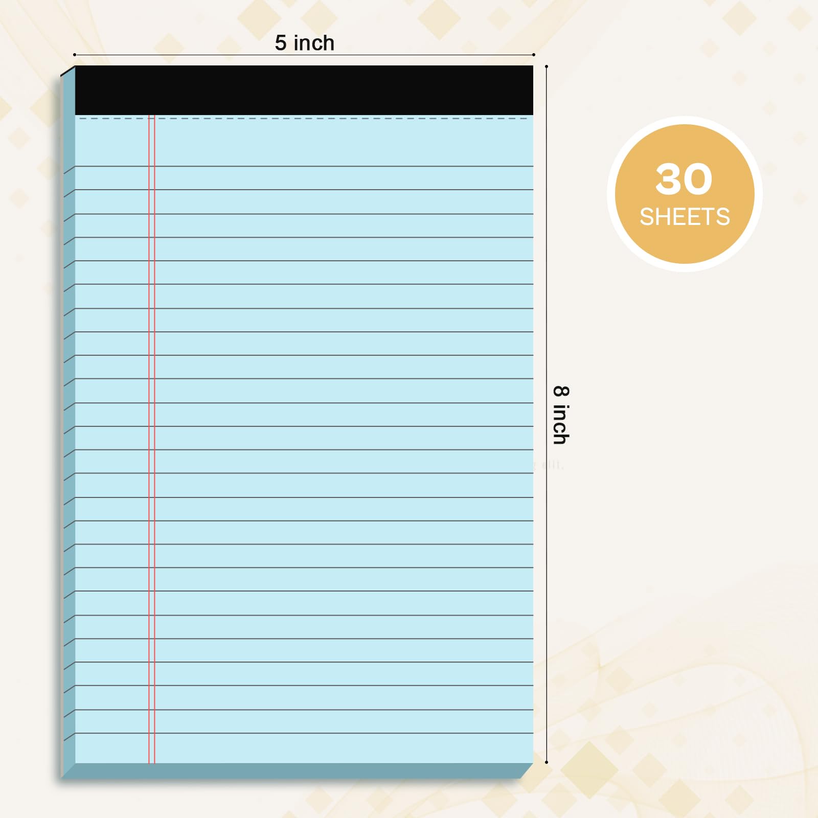 Blocchi per appunti legali 5x8, blocco note a righe college, perforato, 80GSM, 30 fogli, 6 confezioni