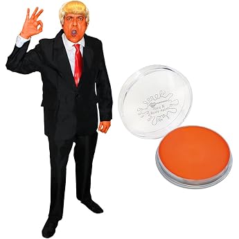 I LOVE FANCY DRESS Donald Trump Costume Fancy Dress = Includes Orange Make Up + Blonde Wig + Red Tie + Suit = American Party Fancy Dress and Carnival = Suit in Medium