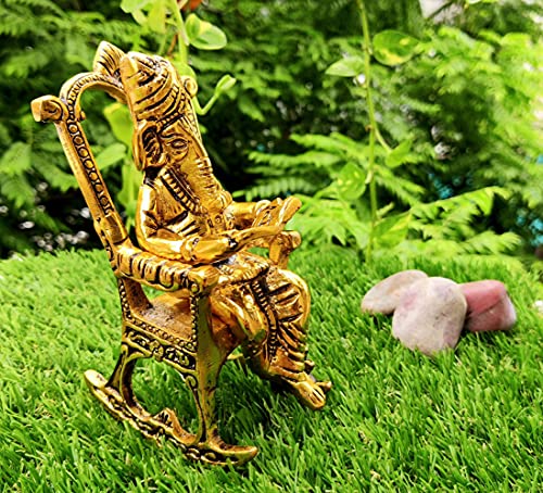 Estatua de Ganesha con Silla en Acabado Dorado miniatura 6