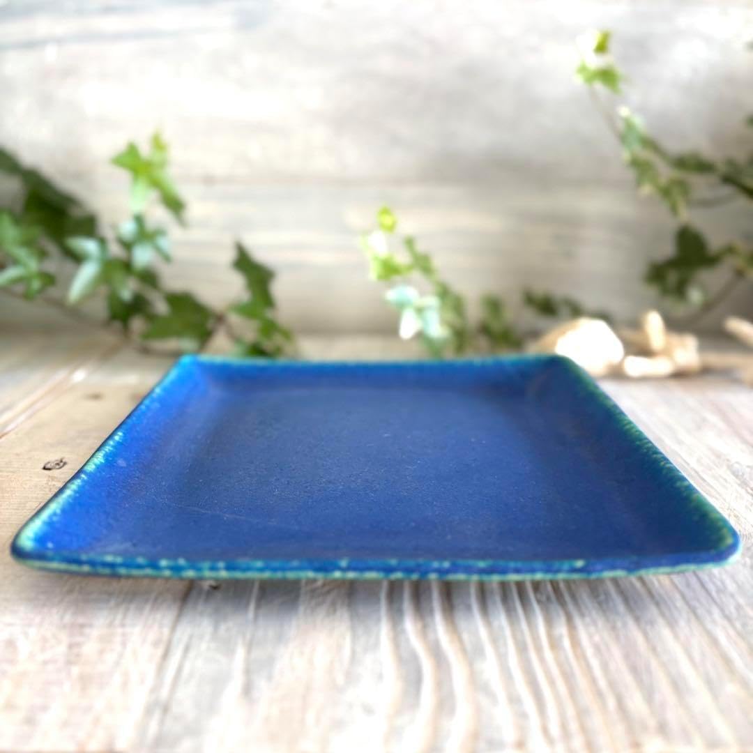 スクエアプレート （L） 四角大皿 オードブルプレート ターコイズ