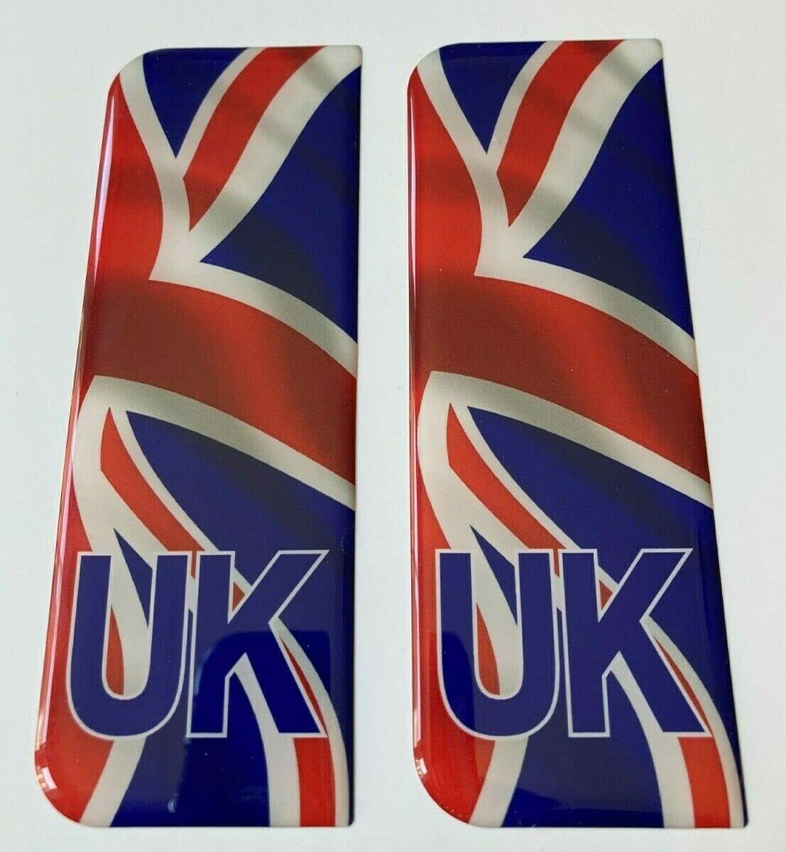 Gelz Multicolor Domed Waving Union Jack Uk Vehicle Number Plate Stickers