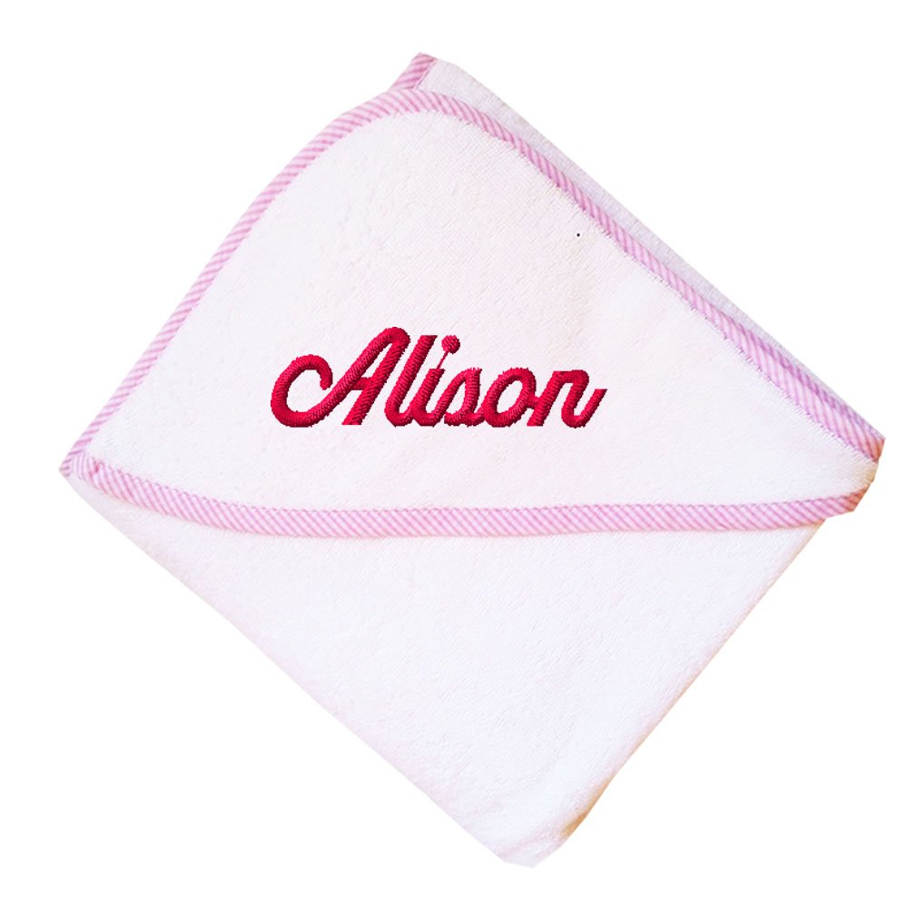 Custom Embroidered Personalized Cotton Soft White Girl Bath Baby Hooded Towel