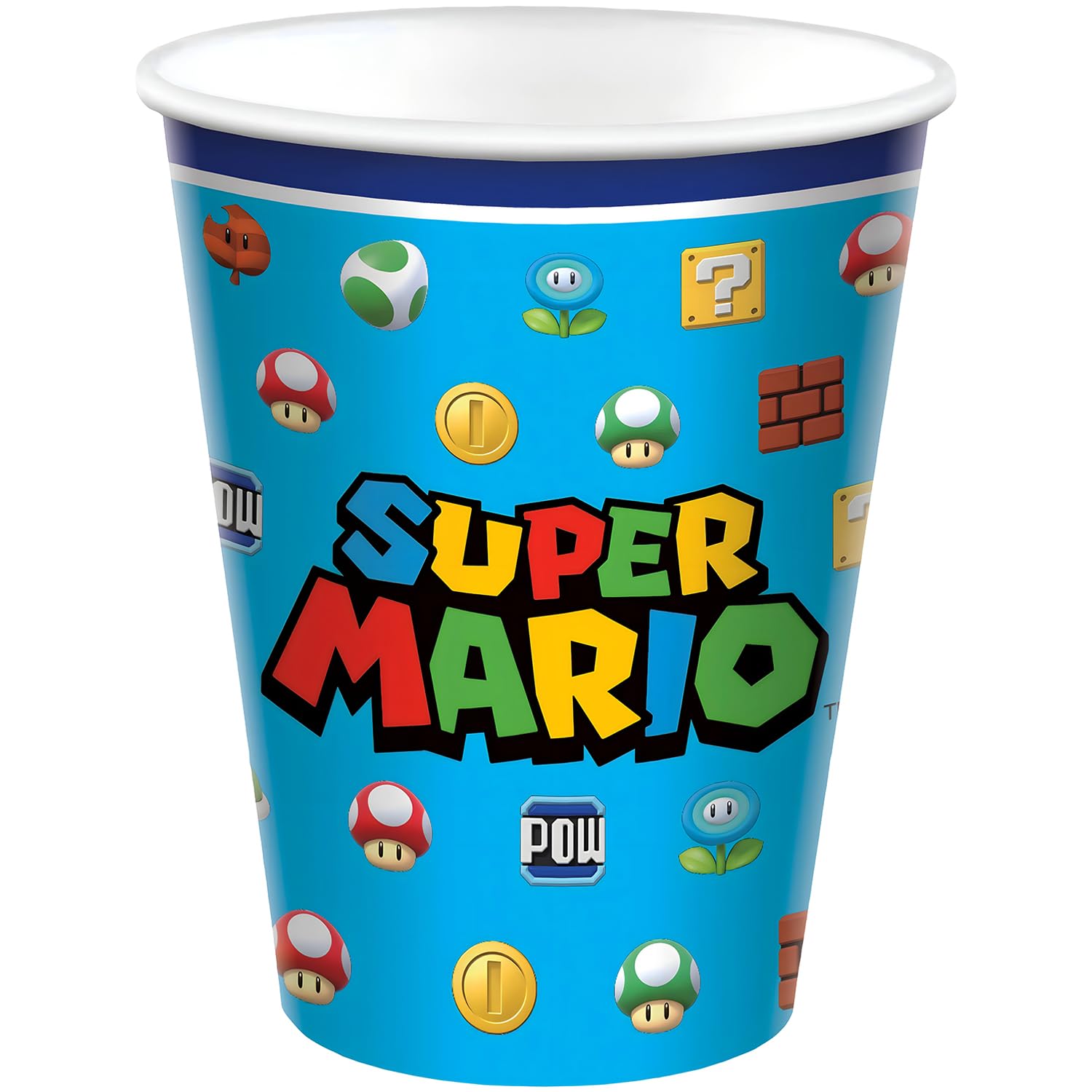 Amscan Bicchieri multicolore Super Mario Brothers (255 g) - Confezione da 8 bicchieri a tema durevoli e riutilizzabili, perfetti per feste per bambini