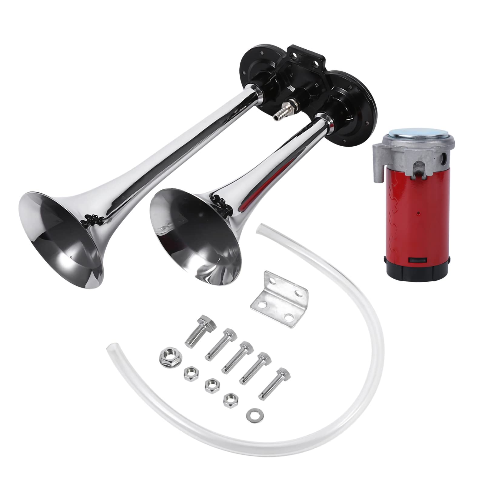 Compressore ad Aria a Doppia Tromba 12V 150dB, Zinco Cromato, per Auto
