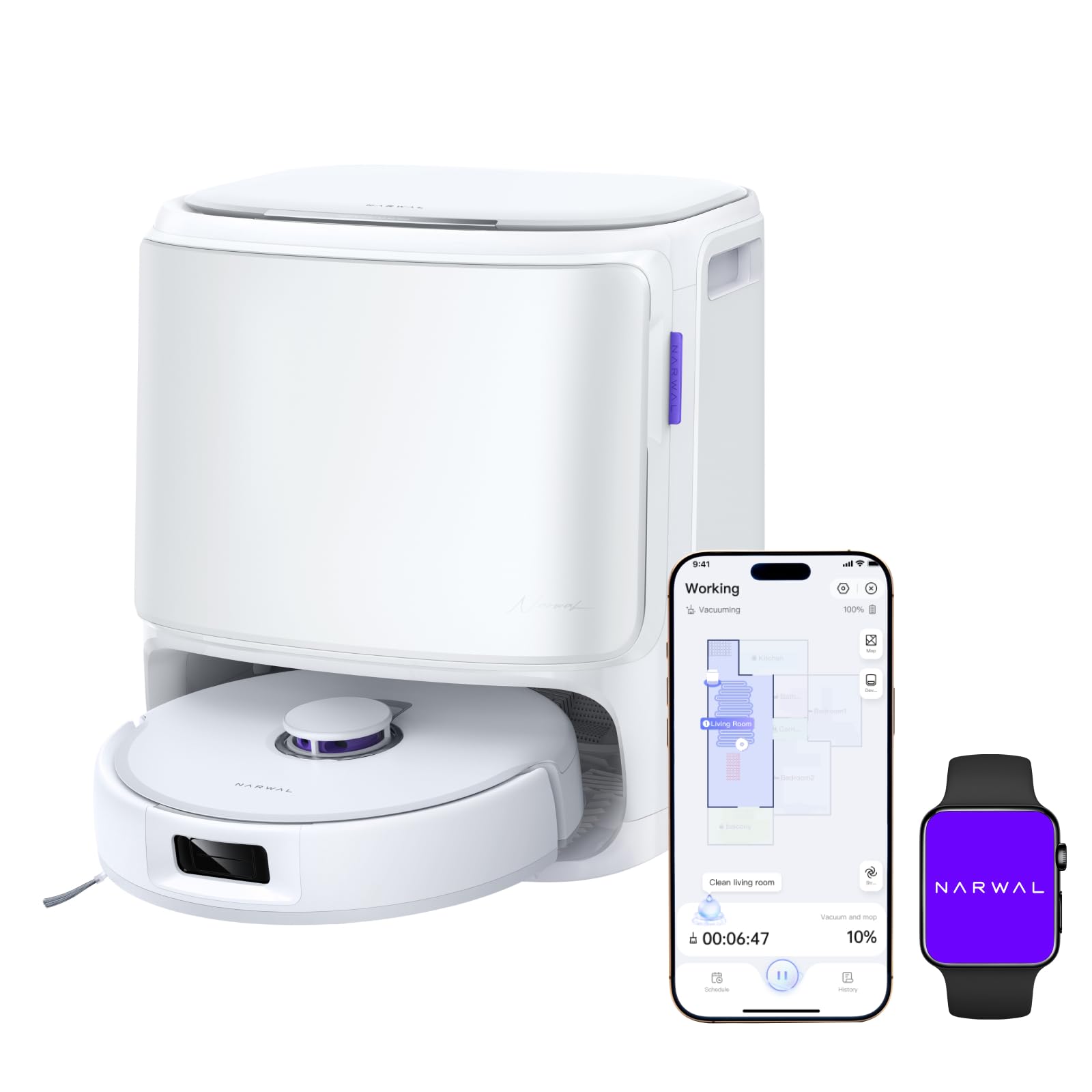 NARWAL Freo X10 Pro Robot Vacuum and Mop Combo, 11,000Pa Suction, DualFlow Tangle-Free System, MopExtend Edge Cleaning, Self-Emptying, Auto Mop Wash & Dry, LiDAR Navigation, for Pet Hair & Hard Floors