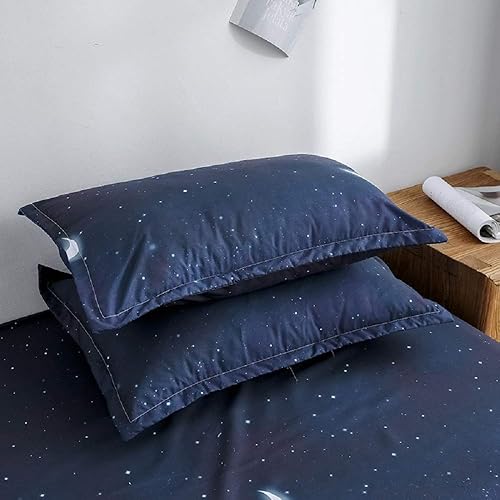 Miniatura 8 de Funda de edredón espacial tamaño Queen, juego de ropa de cama de microfibra de 3 piezas Galaxy Queen, funda de edredón azul degradado Galaxy Queen,