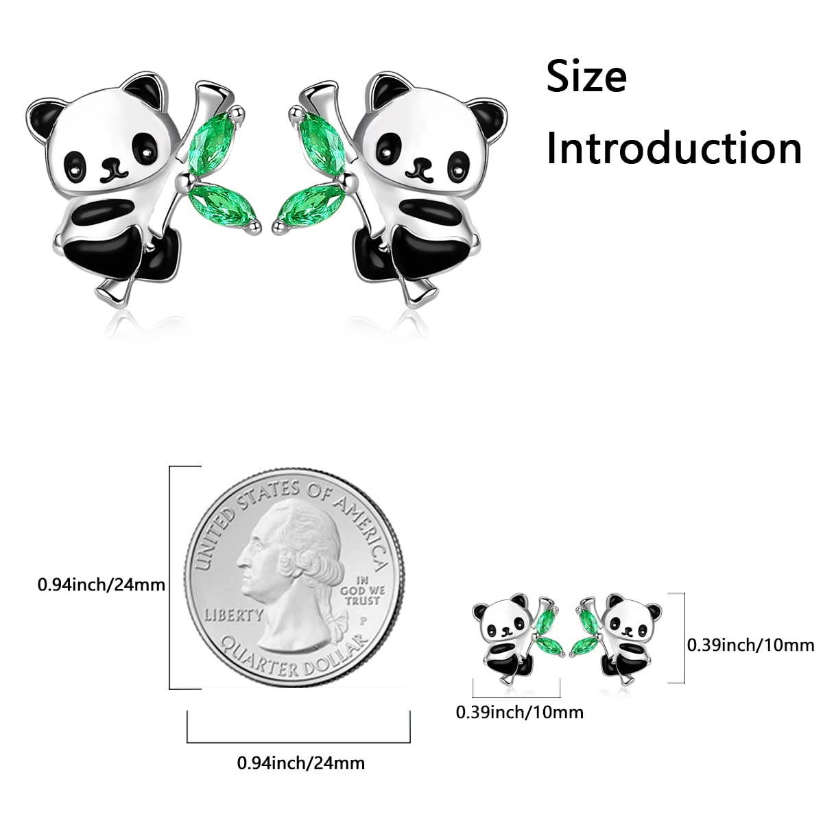 Boucles d'oreilles panda en argent sterling 925 pour filles Boucles d'oreilles panda mignonnes hypoallergéniques Cadeaux d'anniversaire pour filles adolescentes