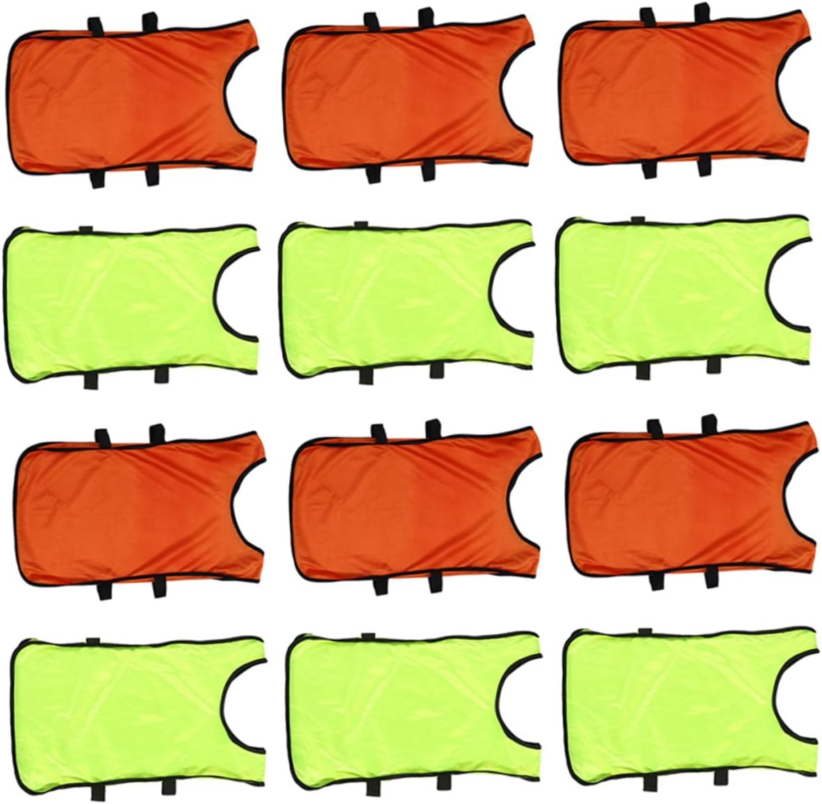 12Pcs Breathable Training Sports Vests with Open Sides for Boys and Soccer Pinnies for Team Practice Quick Dry Mesh Jerseys for Basketball Football Rugby Outdoor Activities