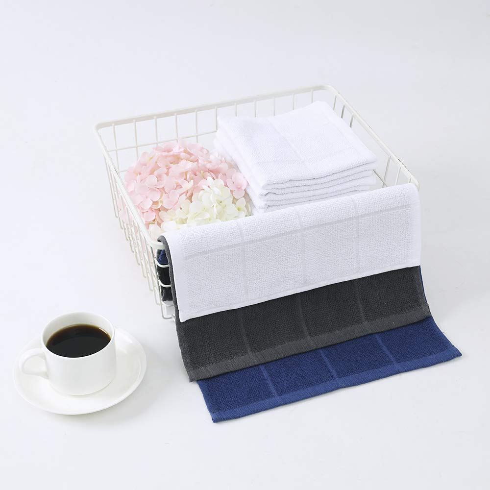 Glynniss Strofinacci da cucina blu altamente assorbenti, 100% cotone, per lavare i piatti, pulizia (12 pezzi, blu)