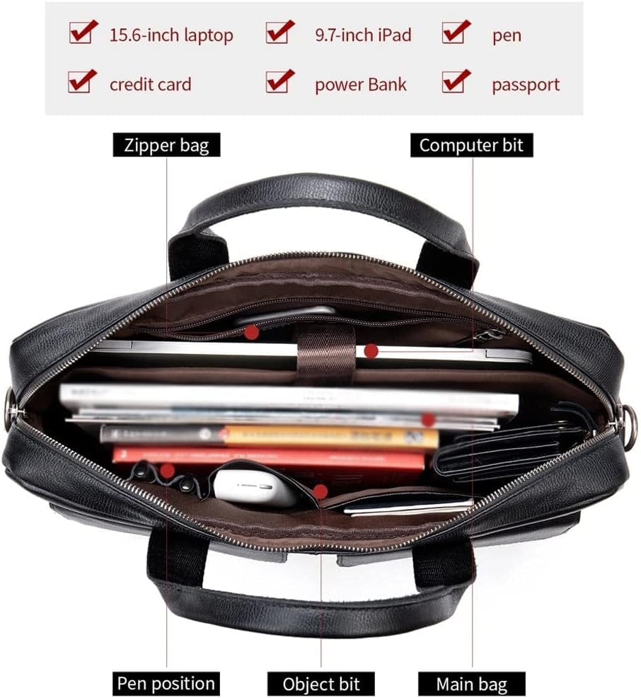 Men Genuine Leather Briefcase Convertible 15.6 Inch Laptop Messenger Bags Handbag Multifunctional Business3