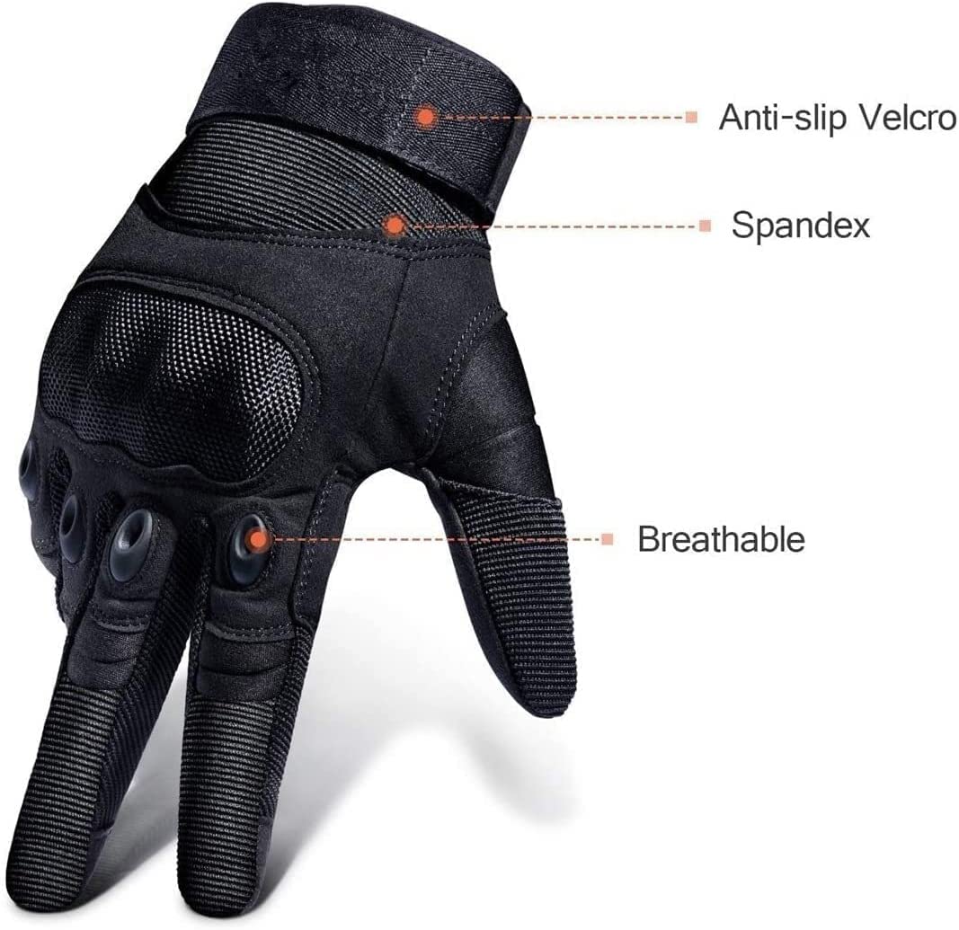 Habiba Mitones Guantes de Pantalla táctil, Guantes de Hombre para conducción al Aire Libre, Motocicletas, protección de articulaciones, Guantes de Dedo Completo para Hombre, Negro Cálido
