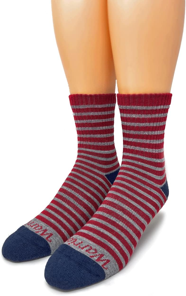 Warrior Alpaca Socks - Comfort Cushioned Retro Mini-Stripe Quarter Crew for Adults - Unisex