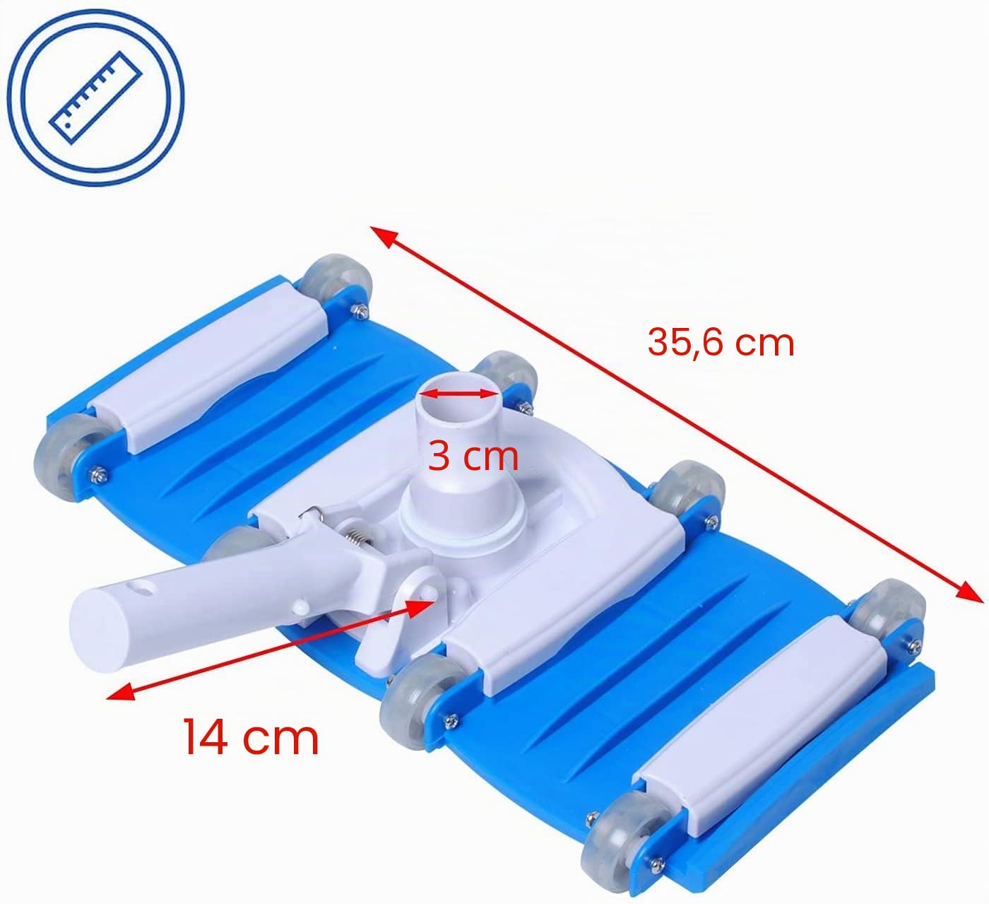 Pool Bodensauger, Manueller Poolreiniger, Bürstenkopf für Poolsauger mit 35,6 cm (14 Zoll) mit Rädern, Flexibler Saugkopf für Vergrabenes Pool von Poweka