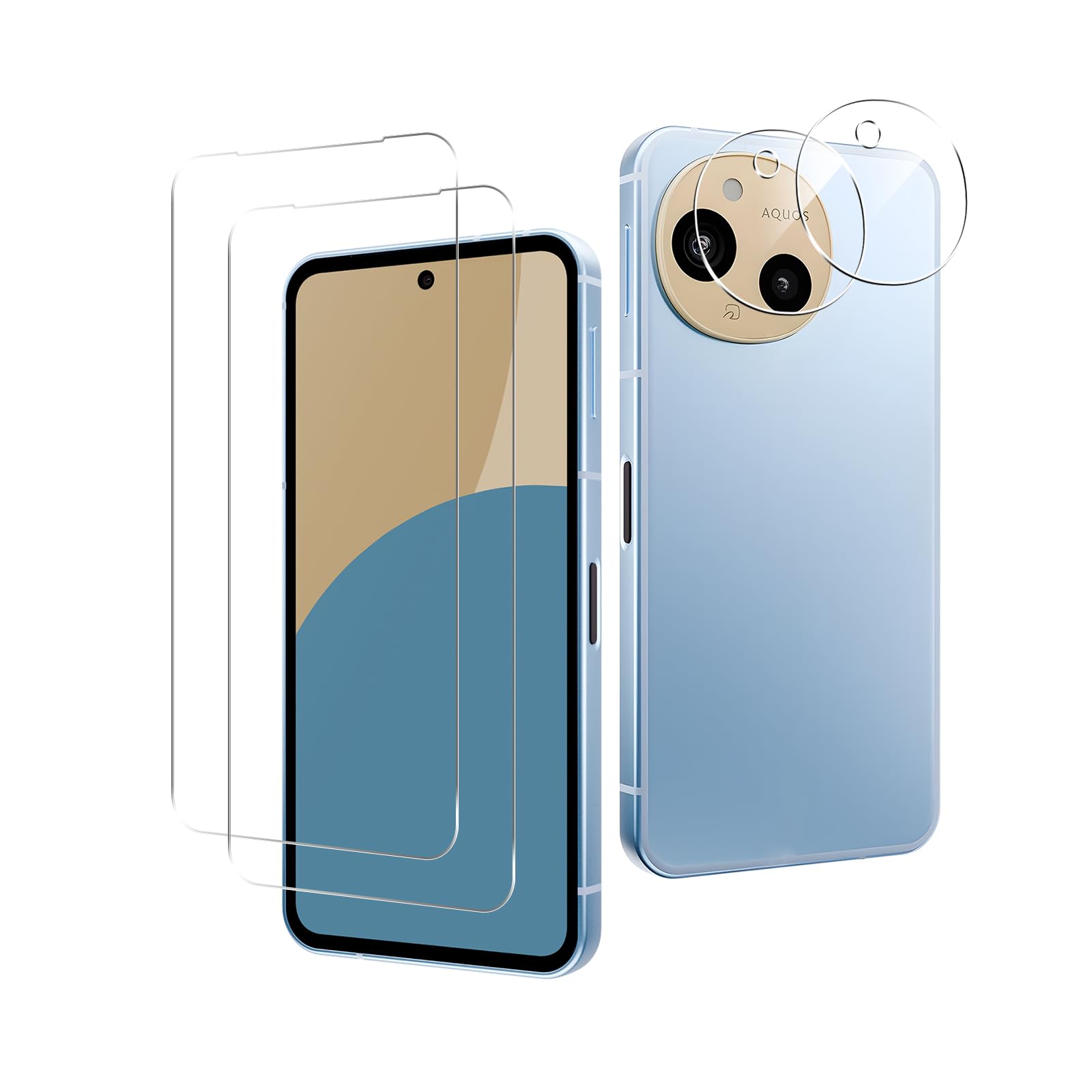 対応 AQUOS Sense 9 ガラスフィルム【2+2枚セット- 国産旭硝子素材 】AQUOS Sense9 SH-53E SHG14 SH-M29 フィルム (2枚) + レンズ保護フィルム (2枚) さらさら Sense9 液晶保護フィルム SH-53E 強化ガラス 厚さ0.26 超薄 硬度9H 飛散防止 指紋防止 耐衝撃 自動吸着 気泡ゼロ 貼り付け簡単 高感度 高透過率 ラウンドエッジ加工 EGSENSE9M22