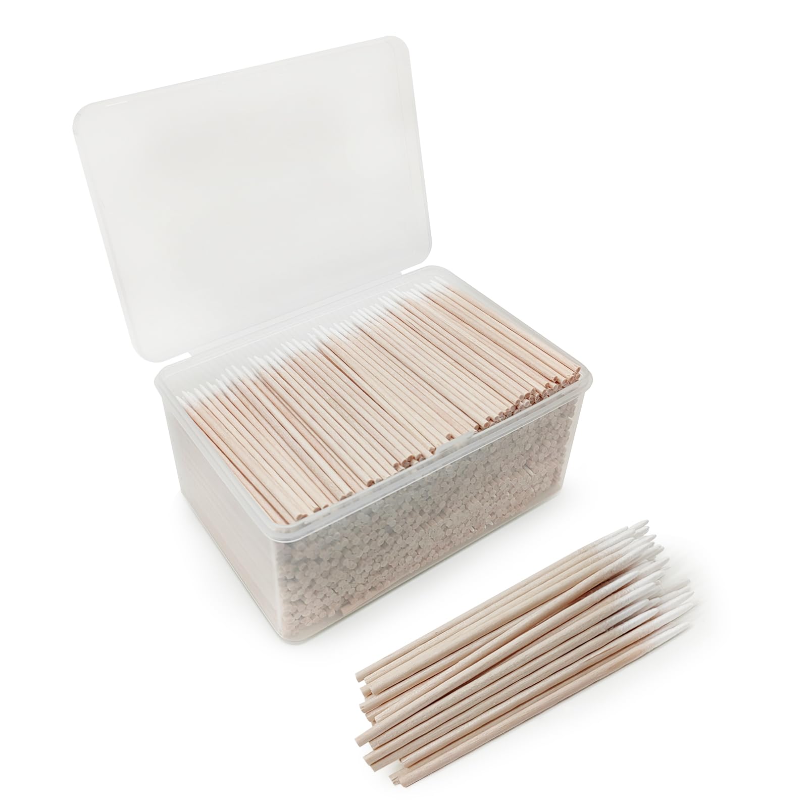 1200 pcs 2.75 Inch Microblading Eyebrow Makeup Small Pointed Cotton Tipped Toothpicks Tip Electronics Machine Cleaning Cotton Applicator Bud Wooden Sticks Cusp Cotton Swabs