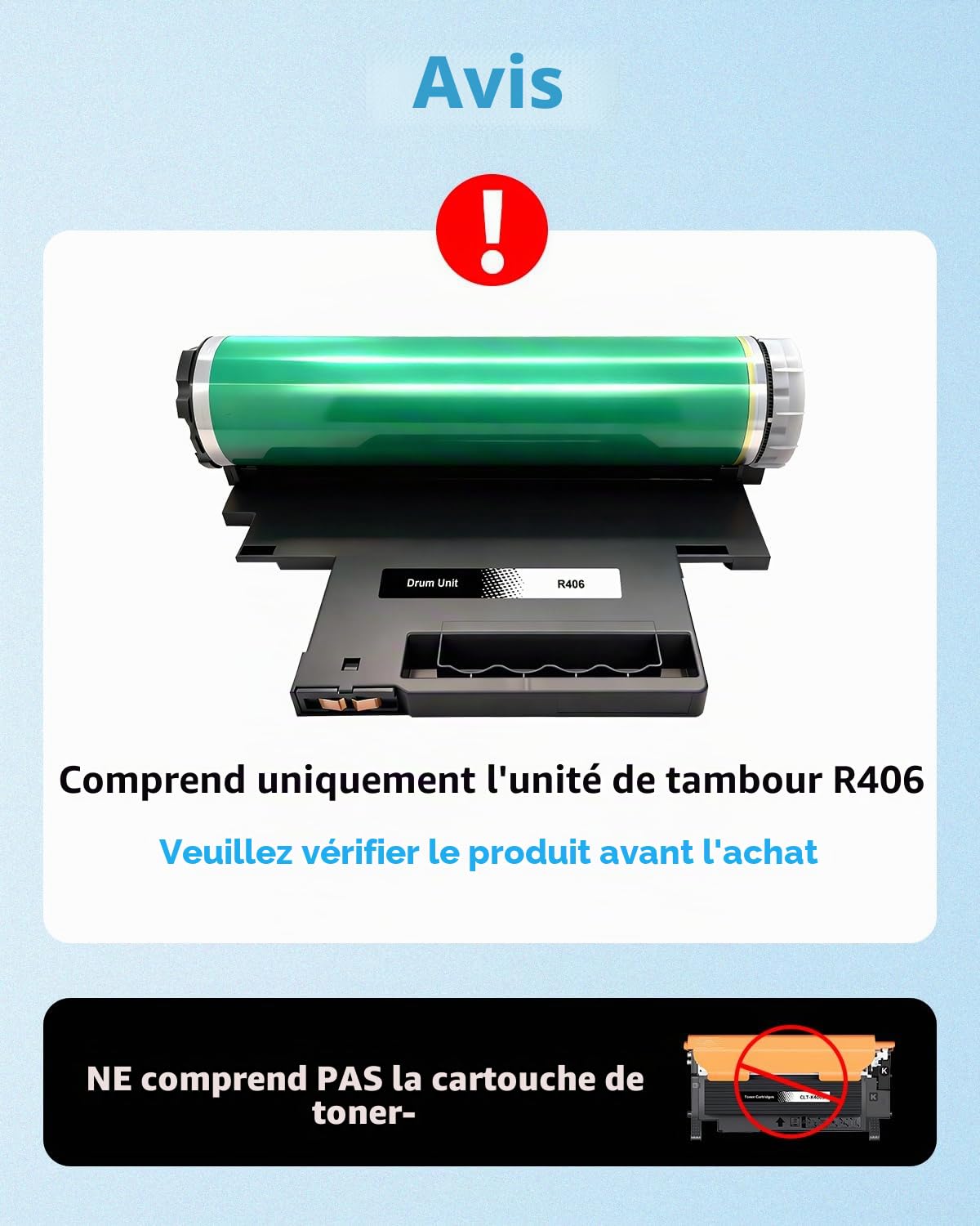 Yowell CLT-R404 CLT-R406 Tambour d'image compatible avec Samsung CLT-R404 CLT-R406 pour Samsung C480W C480FW pour Xpress C480W C480FW C410W C430 C430W C460 C460FW C460W CLP-CLP-CLP 360 CL. P-365 CLX