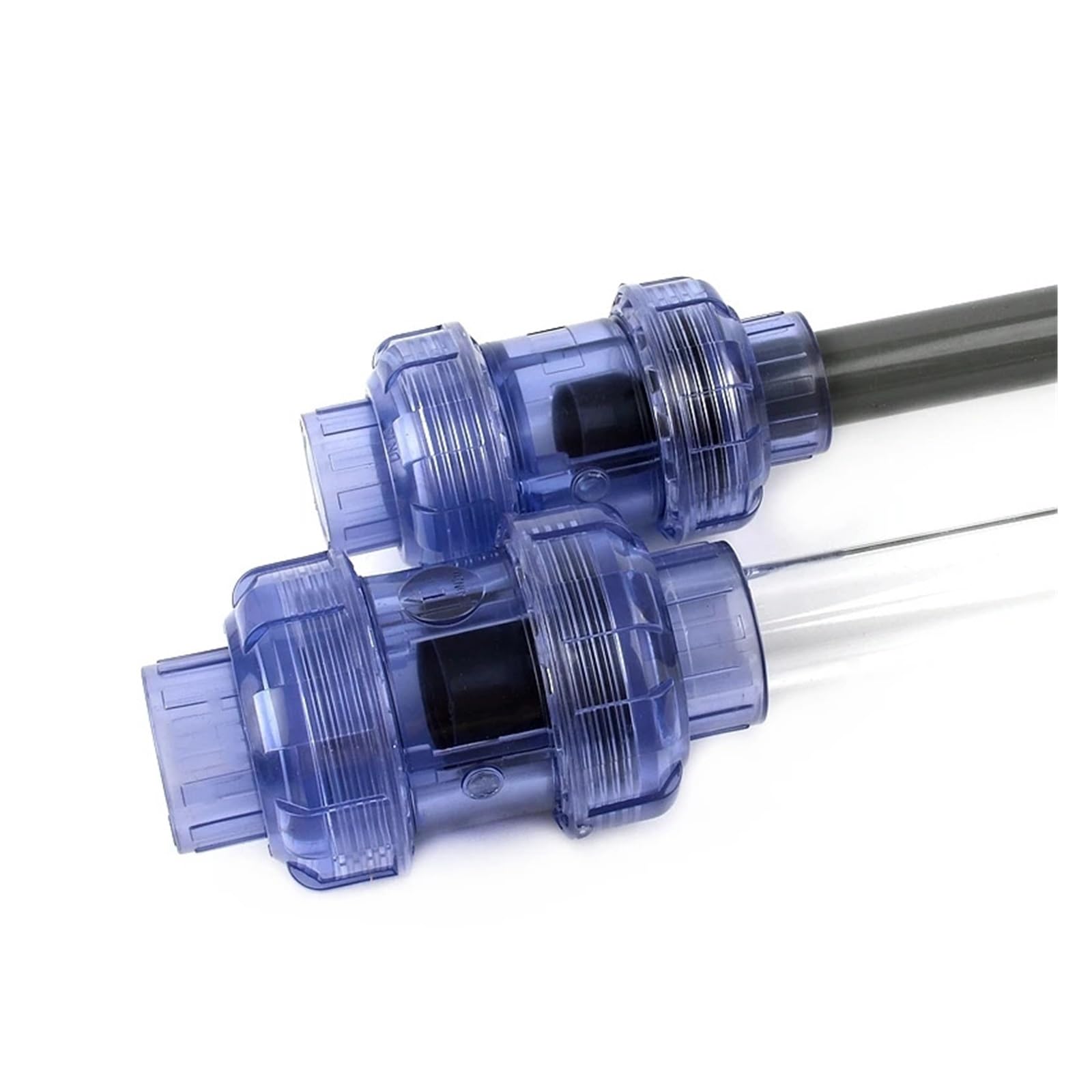 1 sztuk ID 20mm-63mm przezroczysty niebieski UPVC podwójny zawór zwrotny złączka montaż nawadniania ogrodu akwarium złącza zwrotne(Inner Dia 63mm)
