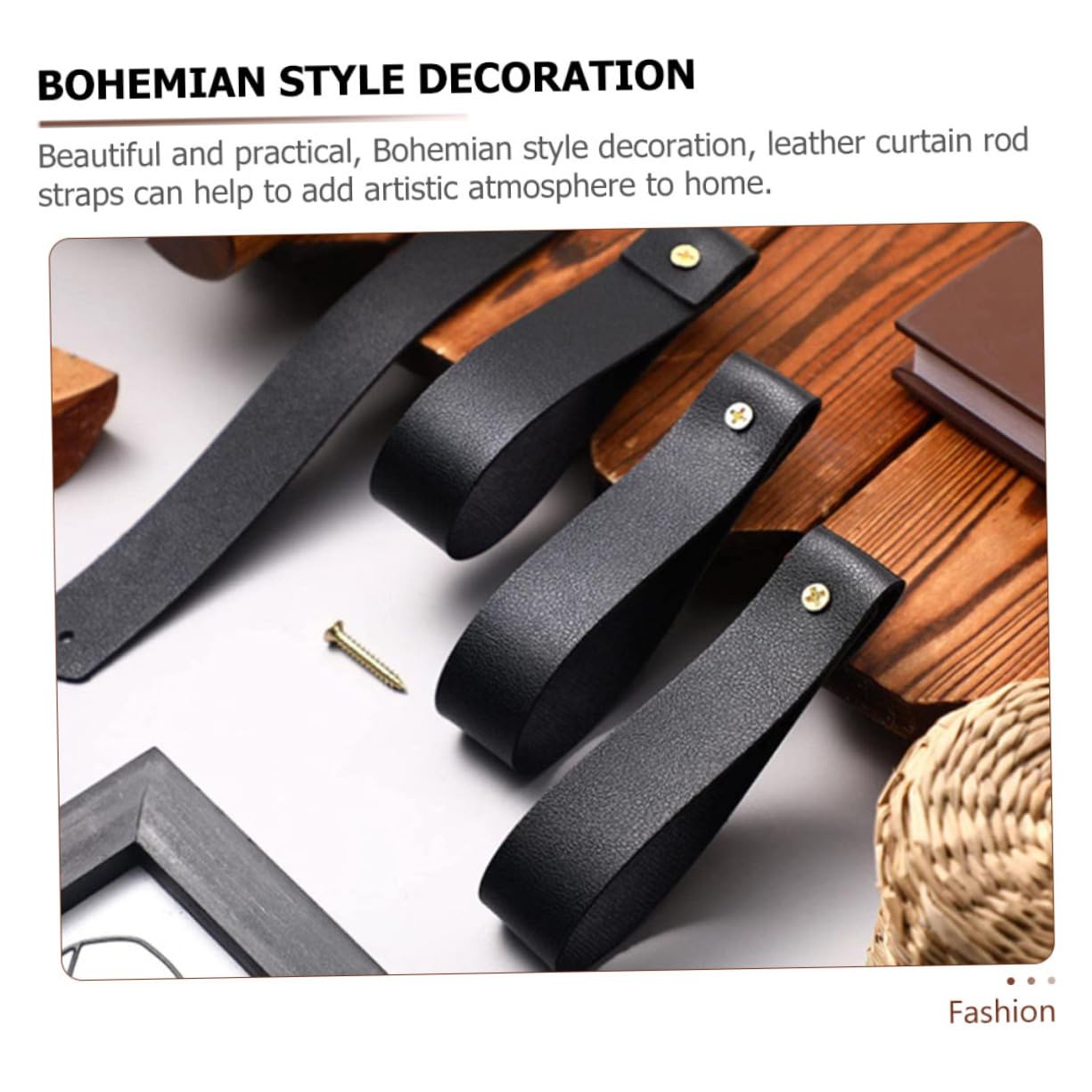 IWOWHERO 4pcs Leather Curtain Rod Holder Straps Wall Mounted Hooks for Style Decoration for Bathroom Kitchen Bedroom Easy Installation Leather Material