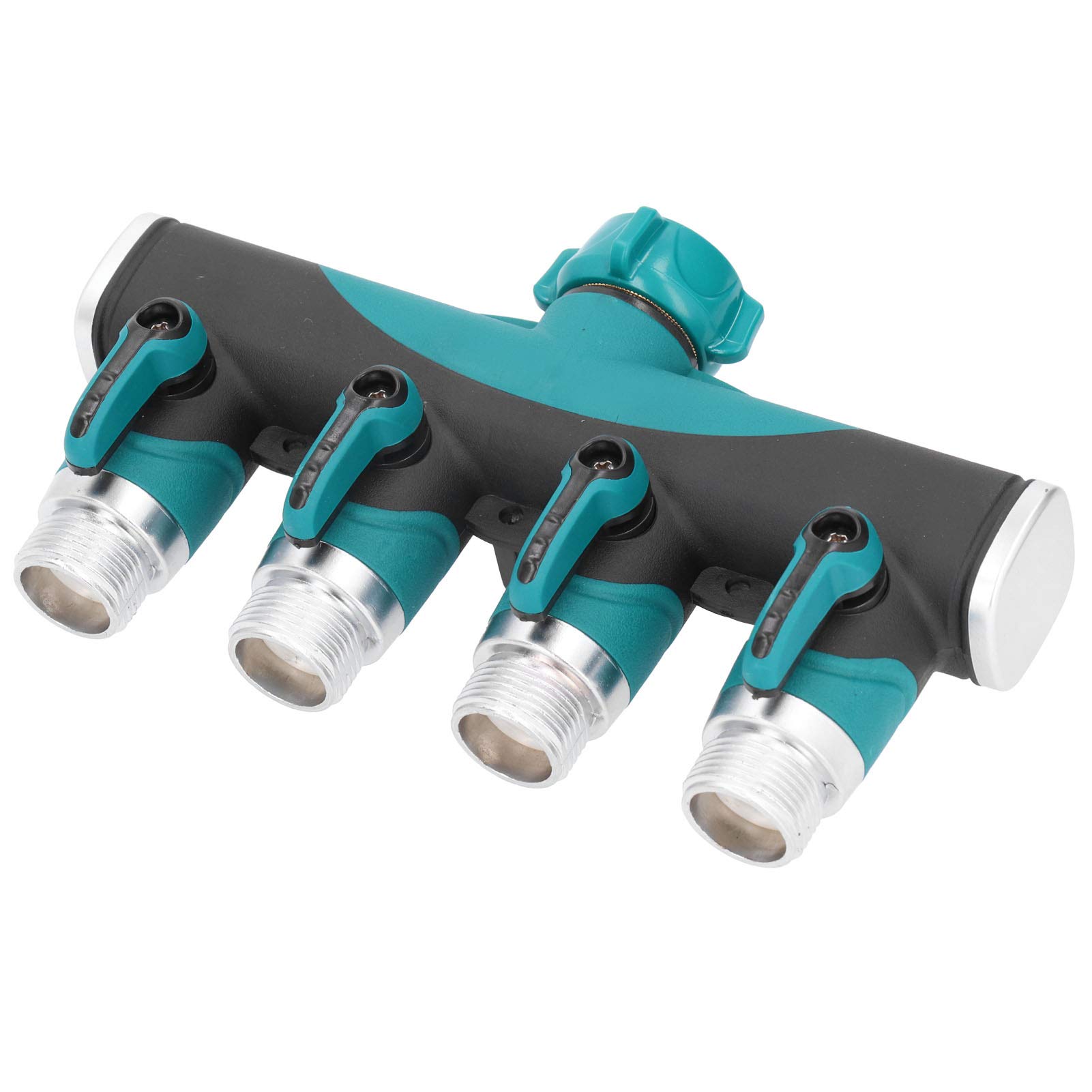 Sdoppiatore per Tubo Giardino a 4 Vie, Sdoppiatore per Tubo Giardino in Metallo, Valvola Divisore per Tubo Giardino Connettore del Controller di Distribuzione 'acqua