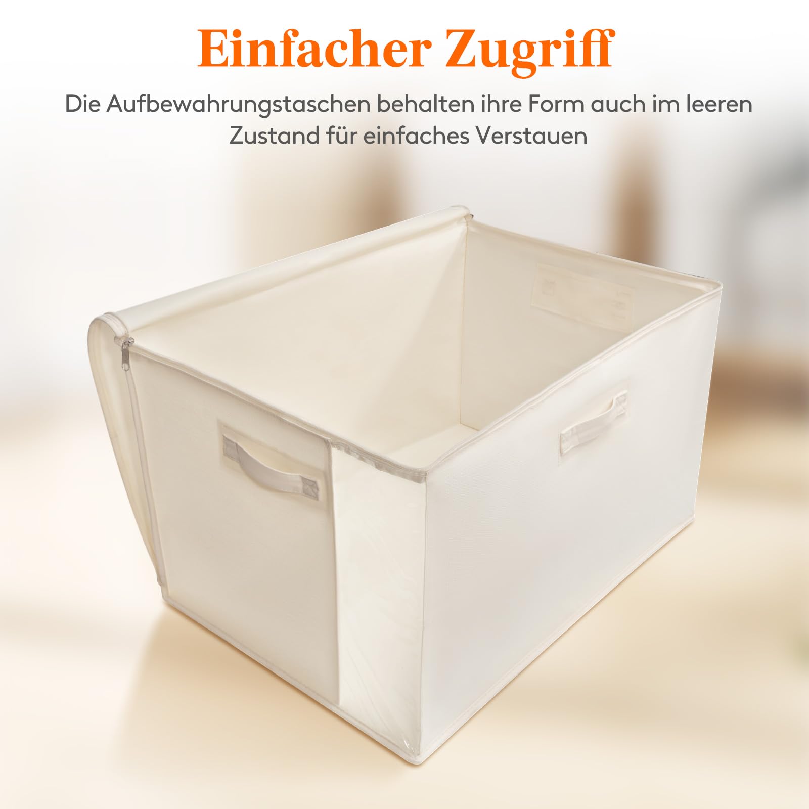 Lifewit 60L Bettdecken Aufbewahrungstasche mit Griffen, Beige, 6 Stück