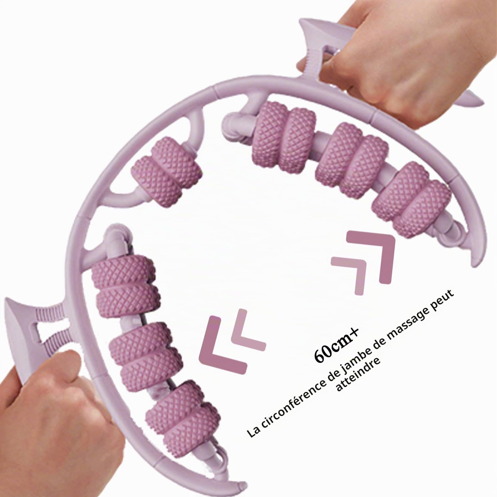 360 Degrés Rotation Jambe Pince Masseur, Masseur Manuel Anti-Cellulite, pour Cuisses, Jambes et Fesses Stimulation Fasciale et Drainage Lymphatique(Rose)