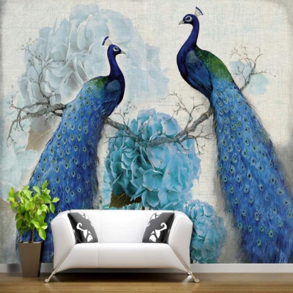 Fotomural 3D Elegante Pareja De Pavo Real Azul Póster De Pared Extraíble Peel And Stick, Fondo De Tv, Calcomanía Decorativa Para Pared, Arte De Pared Para Habitación De Niños, Sala De Estar, Dormitor