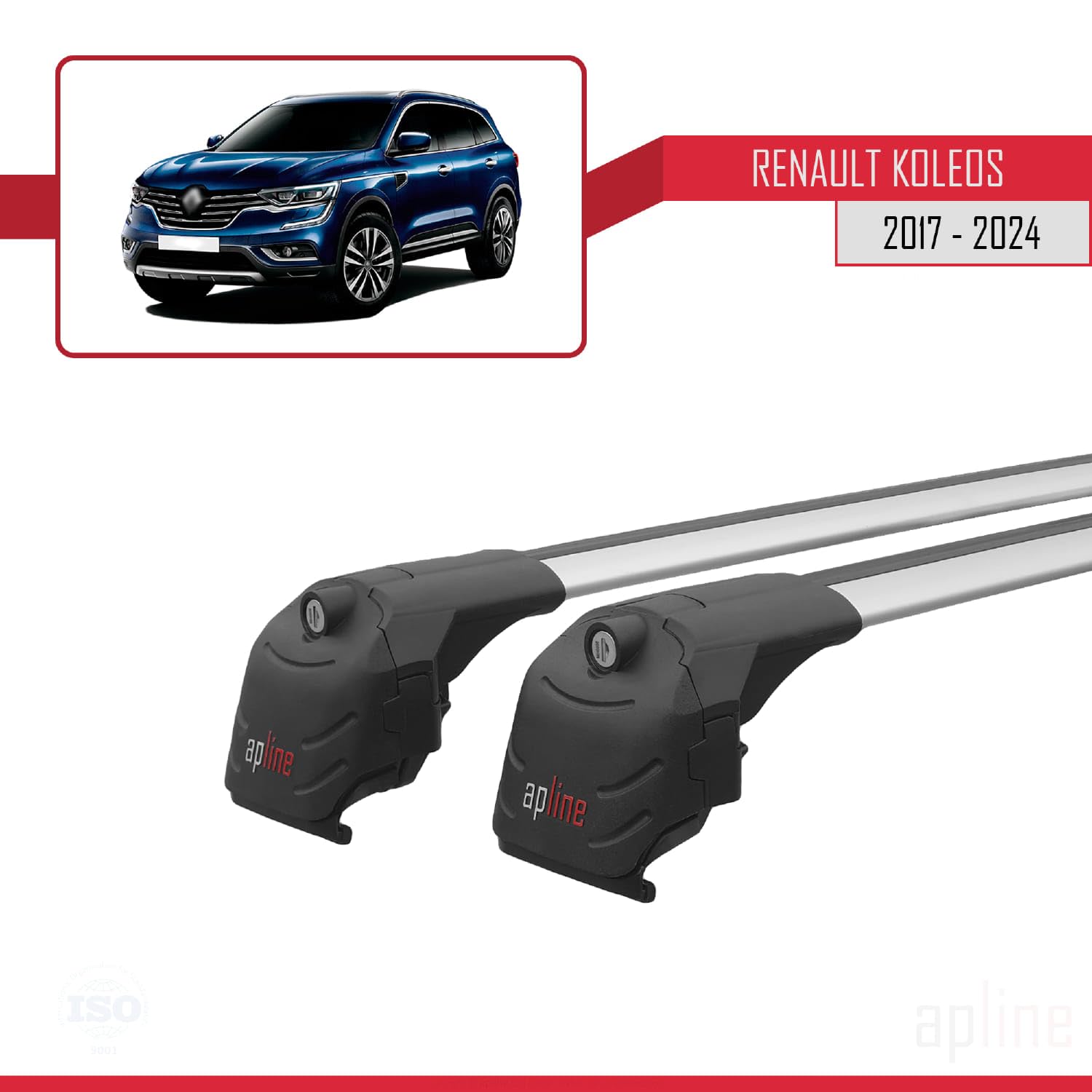 Compatible con Renault Koleos 2 (HC) 2017-2024 Modelo Ace-2 Barra de Techo Auto Portaequipajes Barras Transversales Gris Aluminio 2 Barras