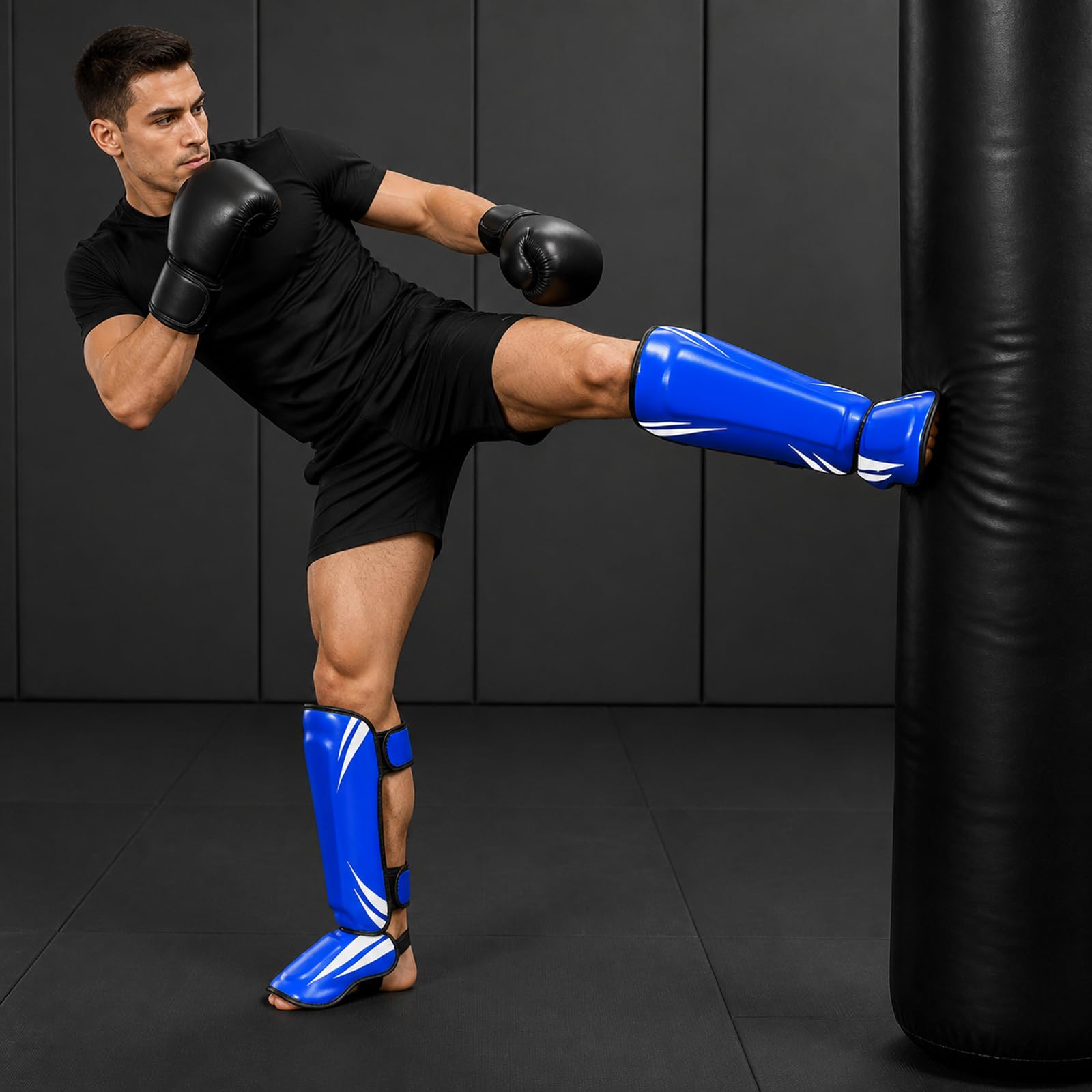 Ochrona stóp goleni, osłona goleni na stopę, błyszcząca osłona kroków, regulowana, wygodna, oddychająca, do boksu, taekwondo, Muay-Thai, Kickboxingu, sportów walki