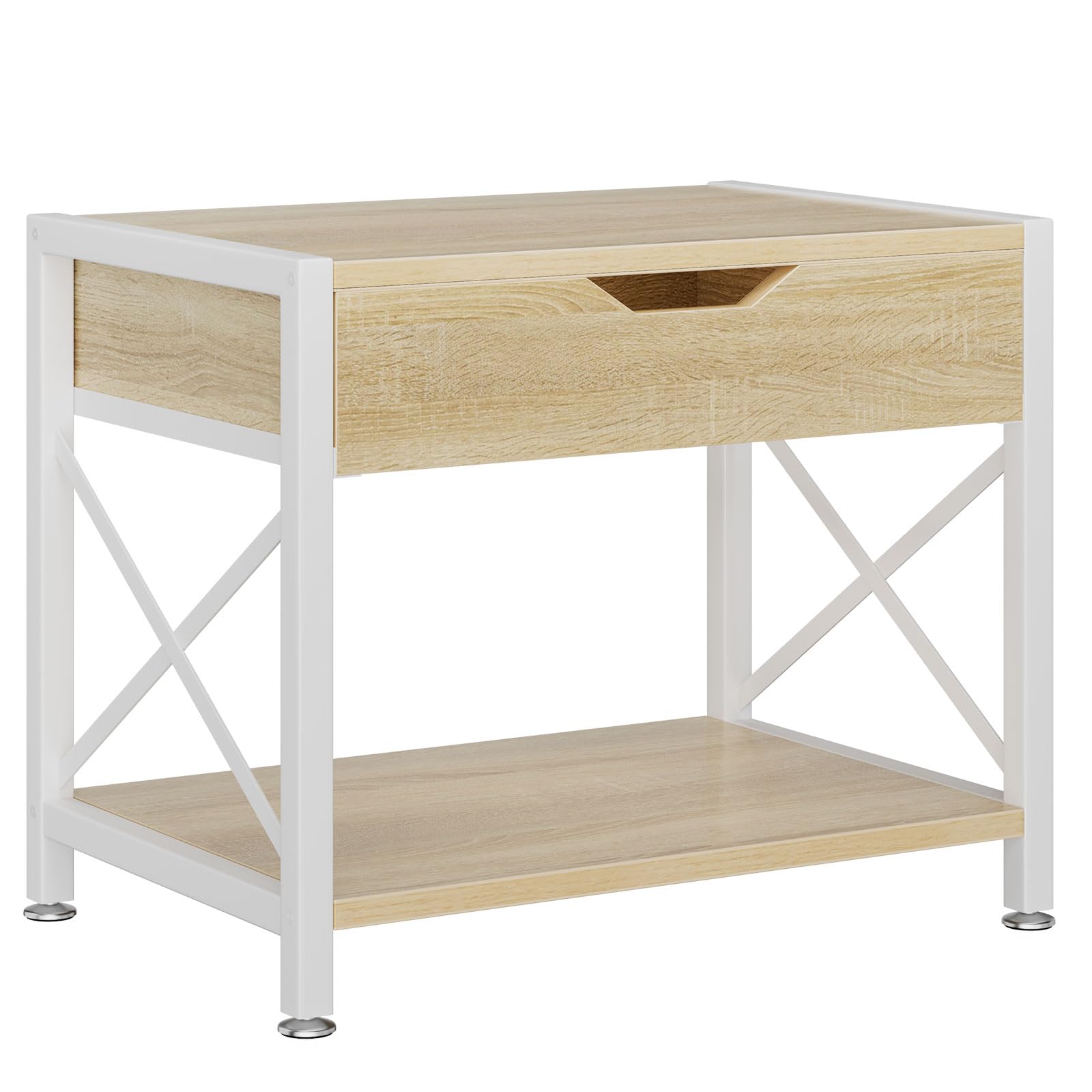 IBUYKE Soporte para impresora de escritorio de 2 niveles, organizador de escritorio multiusos, soporte de madera para impresora con cajón de almacenamiento para carpetas, libros, para máquina de fax,