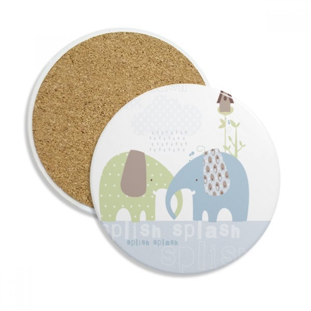 Coaster en céramique absorbant motif éléphant bleu pour verre et tasse