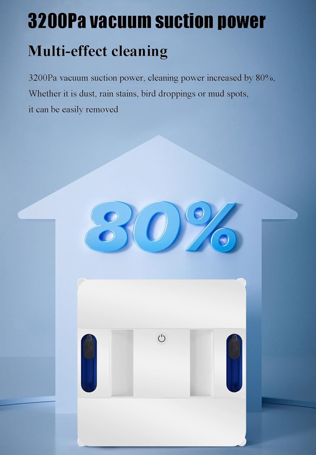 Window Cleaning Robot, Two-Way Water Spray Household Fully Automatic Intelligent Glass Cleaning Machine, 3200Pa Super Suction, Path Planning System, Suitable For Windows And Bathroom Glass Doors