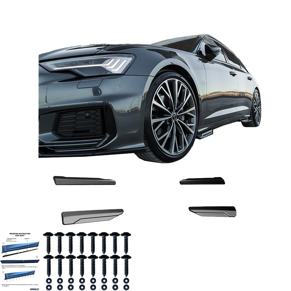 Oneway Set Minigonne Laterali compatibili con Audi A6 S-Line/S C8 (Sedan/Avant) 2018- - Nero lucido