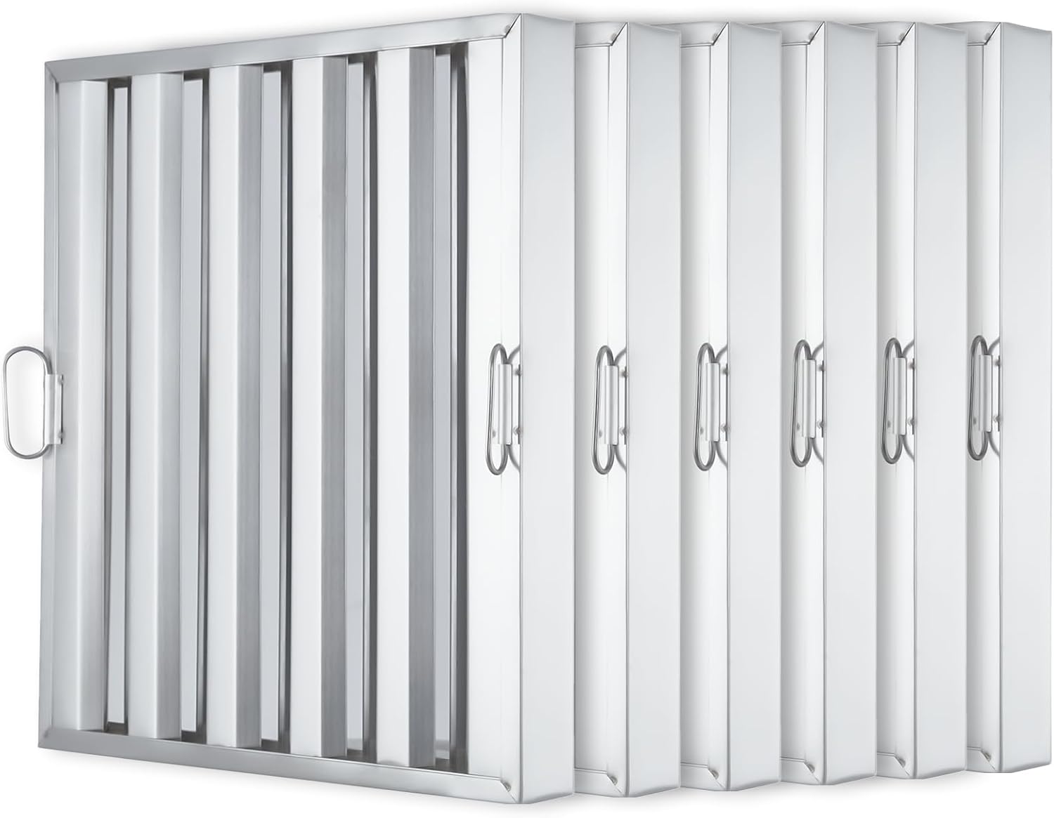 GAOMON Hood Filter 19.5W x 15.5H Inch, 5 Grooves Commercial Kitchen Range Hood Filter, 430 Stainless Steel, For Grease Rated Commercial Kitchen Exhaust Hoods, 6-Pack 15.5" x 19.5" x 1.9"