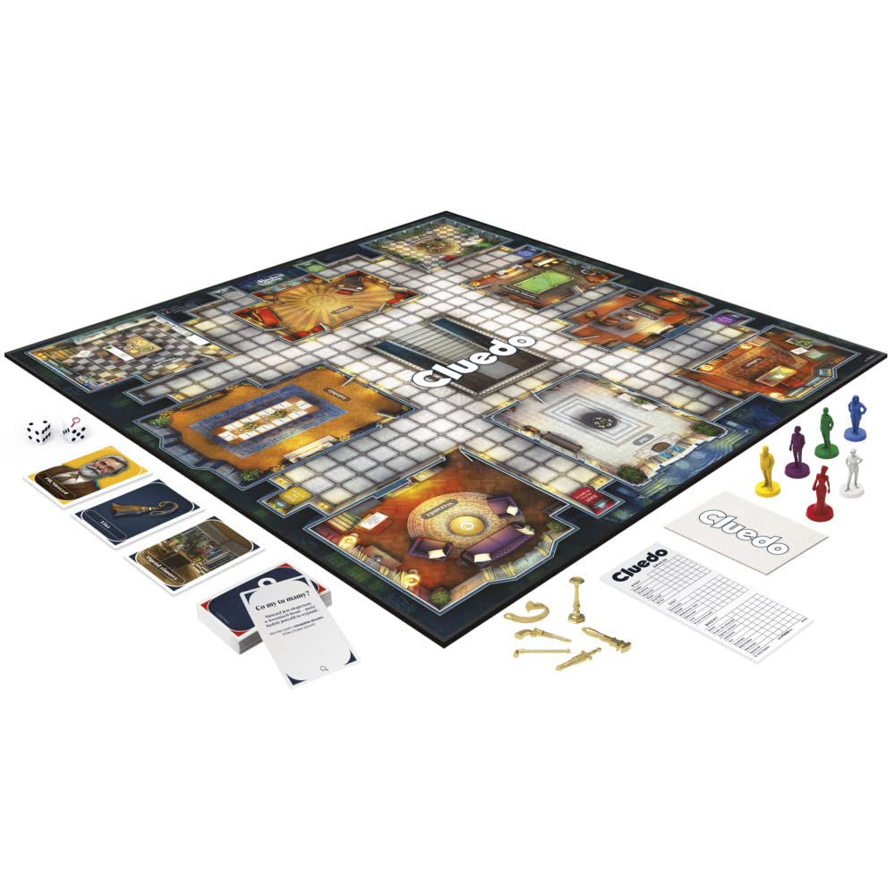 Hasbro Juego de Mesa Cluedo, nueva versión del Cluedo para 2-6 jugadores, rompecabezas misteriosos, juegos de detectives, juegos familiares para niños y adultos (Español)