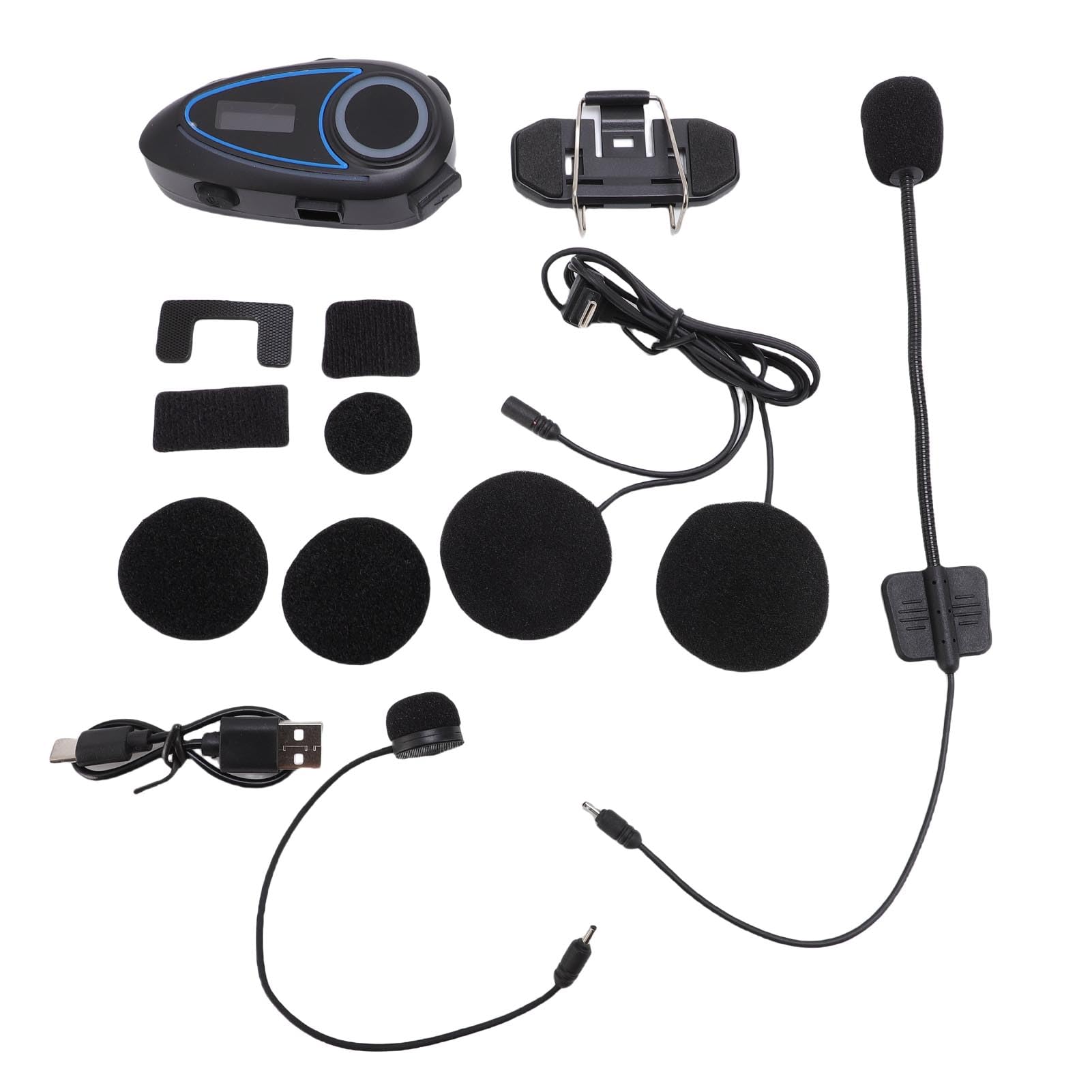 Jiawu Auricolare Bluetooth per Moto Suono Ad Alta fedeltà Display della Batteria Radio FM Incorporata per Lunghi Viaggi Altoparlante da 40 Mm