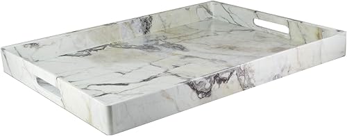 American Atelier Bandeja de polipropileno para servir  Plato decorativo rústico grande con asas de transporte en magnífico polipropileno para