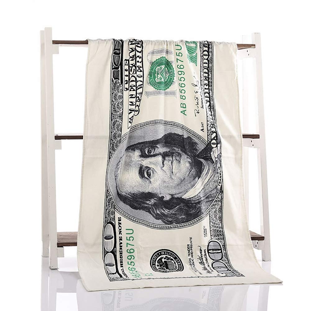 Serviette De Plage Imprimée Billets De 100 Dollars - Grande Taille 140x70 Cm - Séchage Rapide - 12