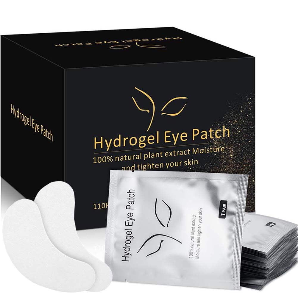 Ocim 100 Pairs Natural Hydrogel Under Eye Pads for Lash Extensions - Lint-Free Gel Patches, Comfortable & Irritation-Free