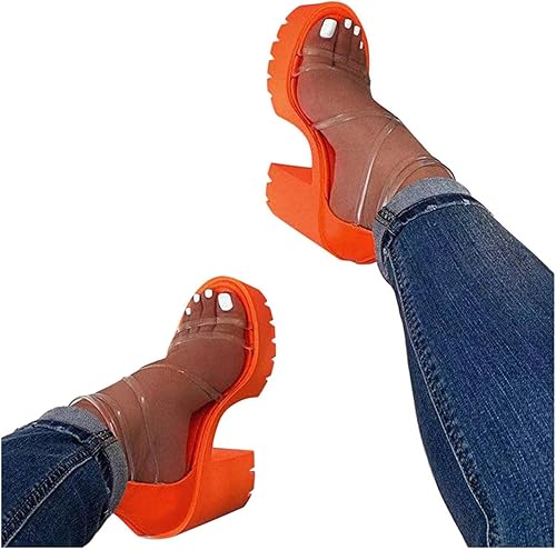 AIHOU Sandalias de tacón grueso para mujer, sandalias de cuña de moda, sexy, para boda, fiesta, elegante, plataforma de tacón alto