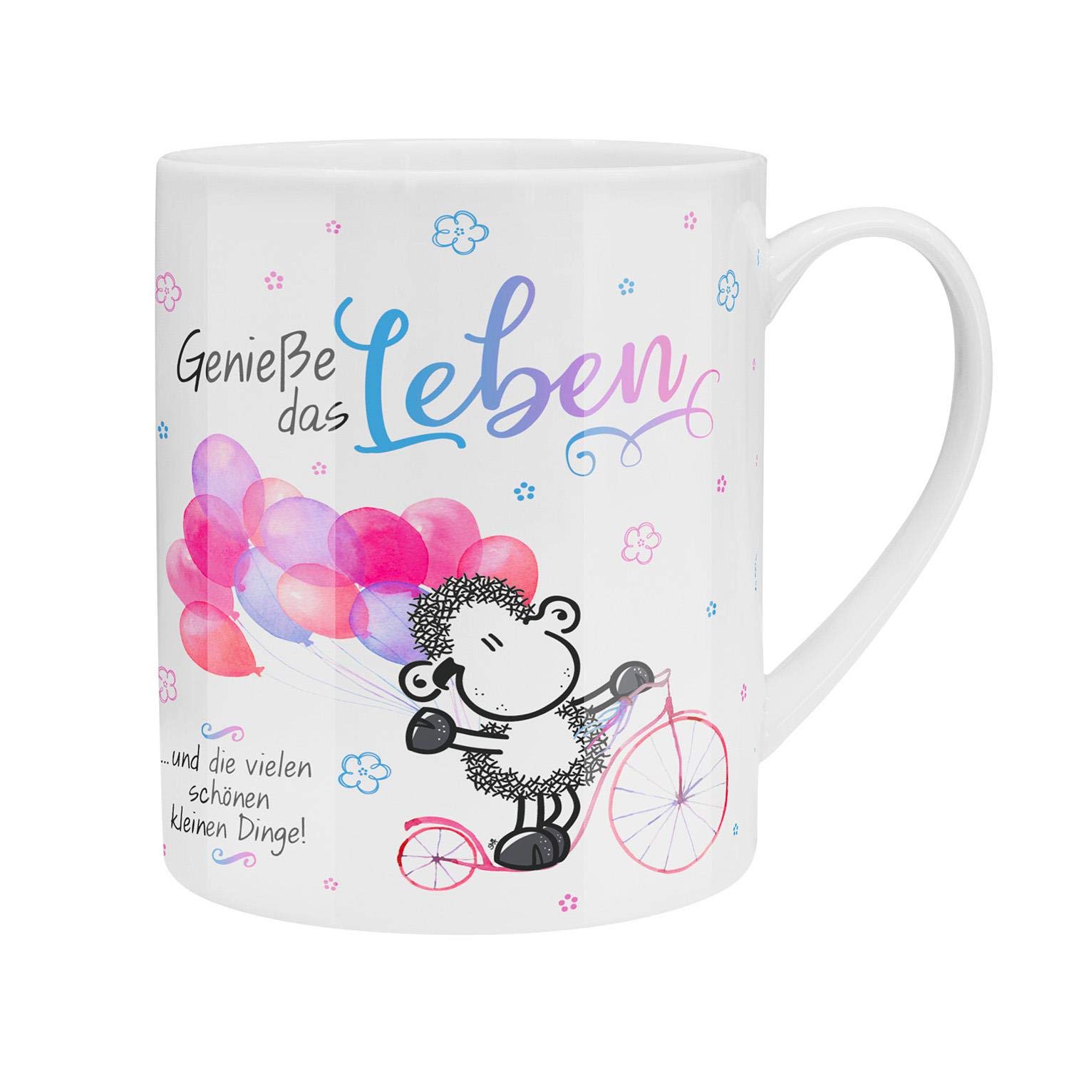 Sheepworld 46205 Giant Mug with Slogan Enjoy The Life with Gift Packaging Porcelain 60 cl
