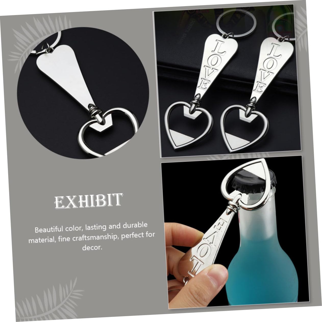 Amazon | SHOWERORO 5個ハート型ボトルオープナー キーホルダー付き