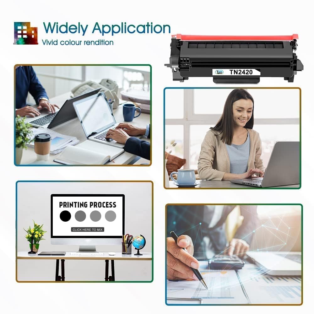 Cool Toner TN2420 Compatibile Cartuccia di Sostituzione per Toner Brother MFC L2710DW L2710DN MFC-L2710DW MFC-L2710DN MFC-L2750DW HL-L2350DW DCP-L2510D DCP-L2530DW TN 2420 TN-2420 TN2410 Nero 2-Pack