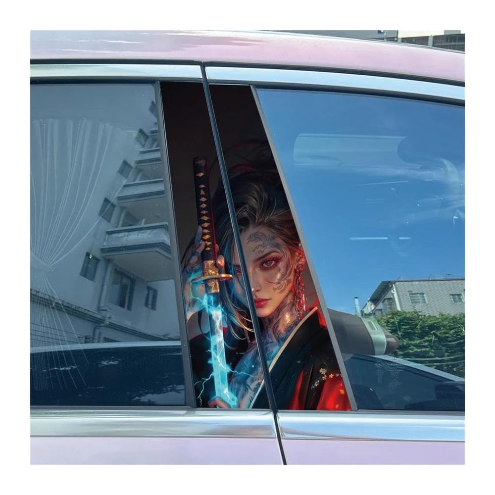 Body Parts 2pcs Car Center Pillar Sticker Tattoo Sister Auto B-Pillar Waterproof Protective Film(K)