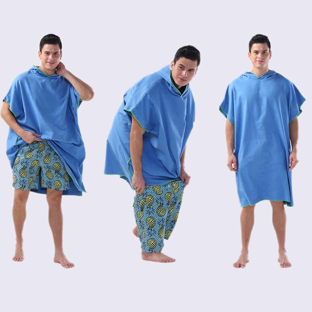 Surf Poncho Albornoz Cambiar con Capucha, Toalla Túnica, Grueso Secado Rápido Microfibra Traje de Buceo Toalla, Absorbente Baño Túnica para Hombre Mujer Piscina/Natación - Azul marino, 110*80cm