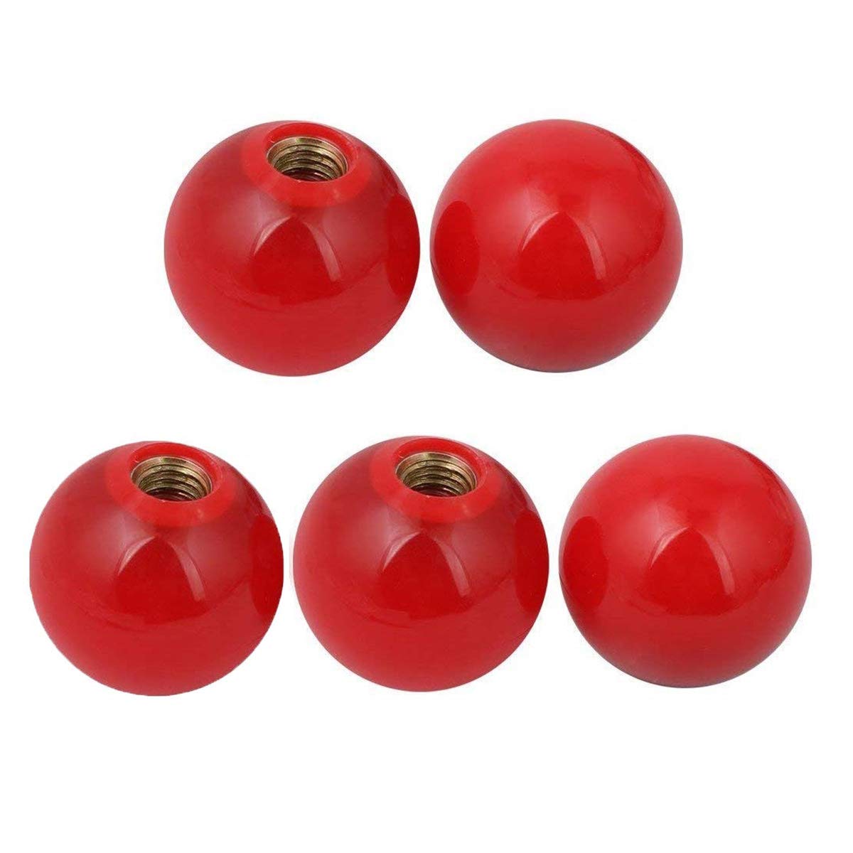 Comok, Pomelli Rotondi A Sfera, Diametro 38 Mm, Diametro Del Foro: 10 Mm, Colore: Rosso, 5 Pezzi-image