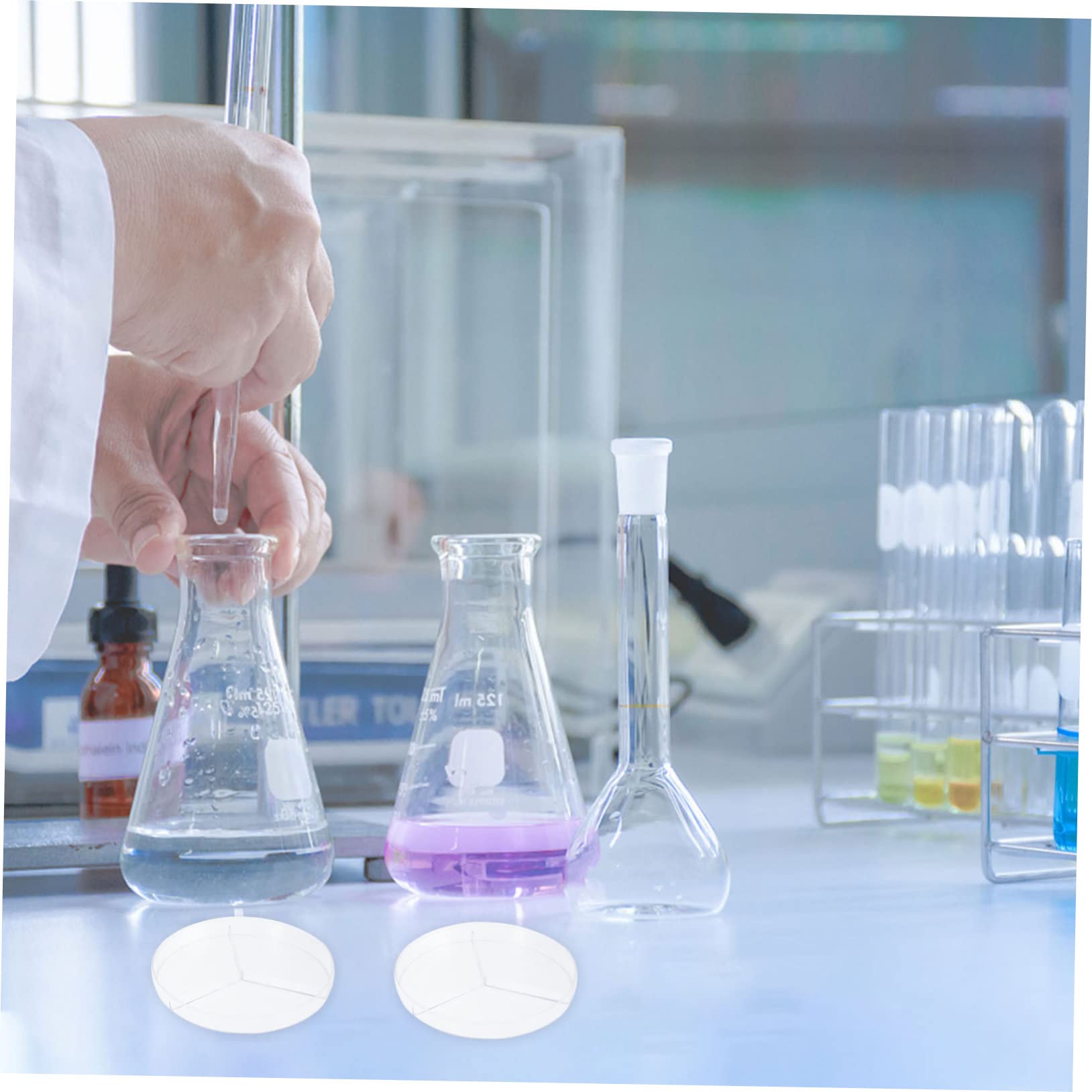 OUNONA 30piezas Placas De Petri Transparentes Tapa Tres Compartimentos Para Cultivo De Bacterias Laboratorio