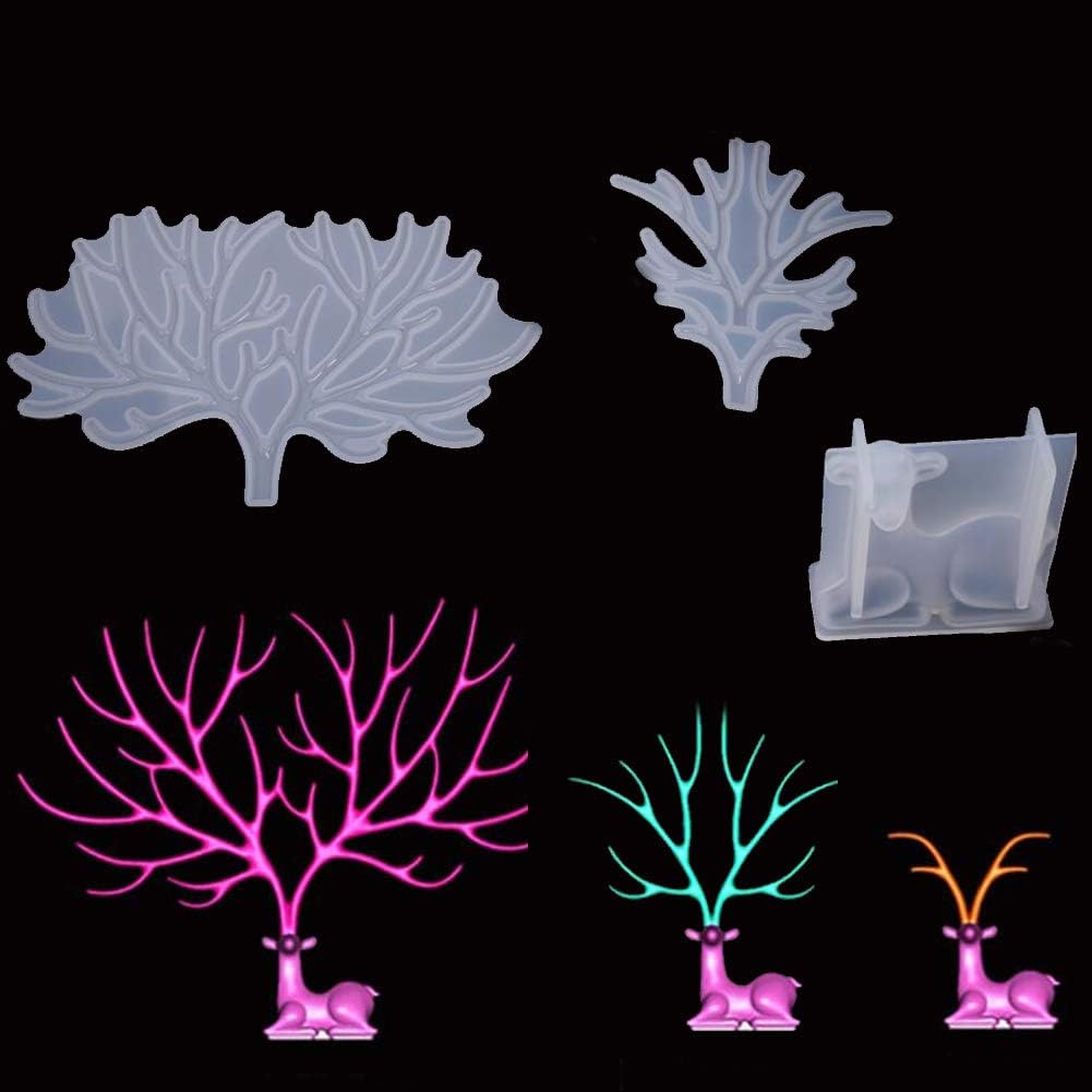 Set of 3 Silicone ELk Mold, Deer Horn Molds Epoxy Resin molds Jewelry Casting Molds for DIY Crafts