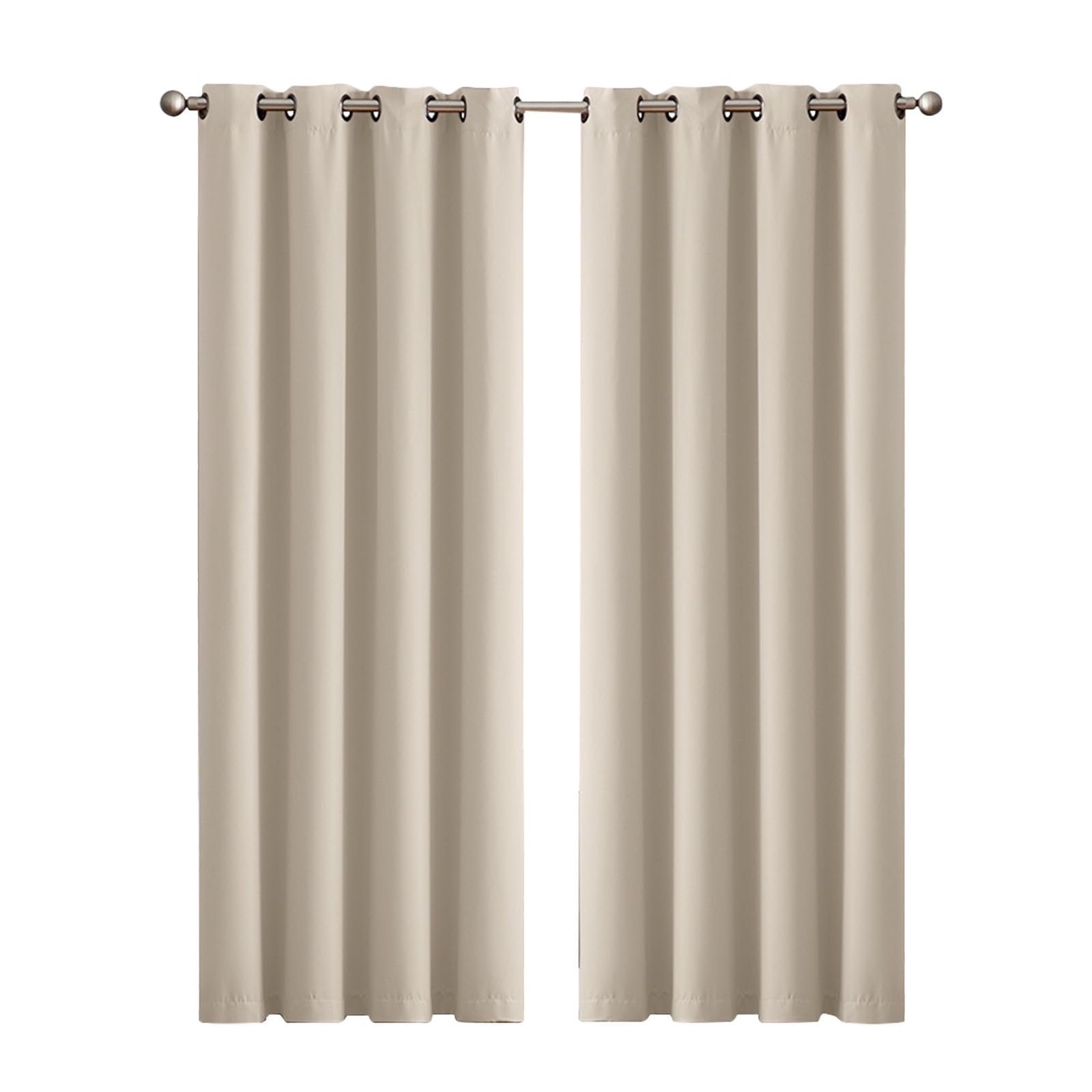 Marlow (Beige-117Cm X 137Cm (46"X56")) 2X Thermal Blackout Eyelet Curtains All Sizes